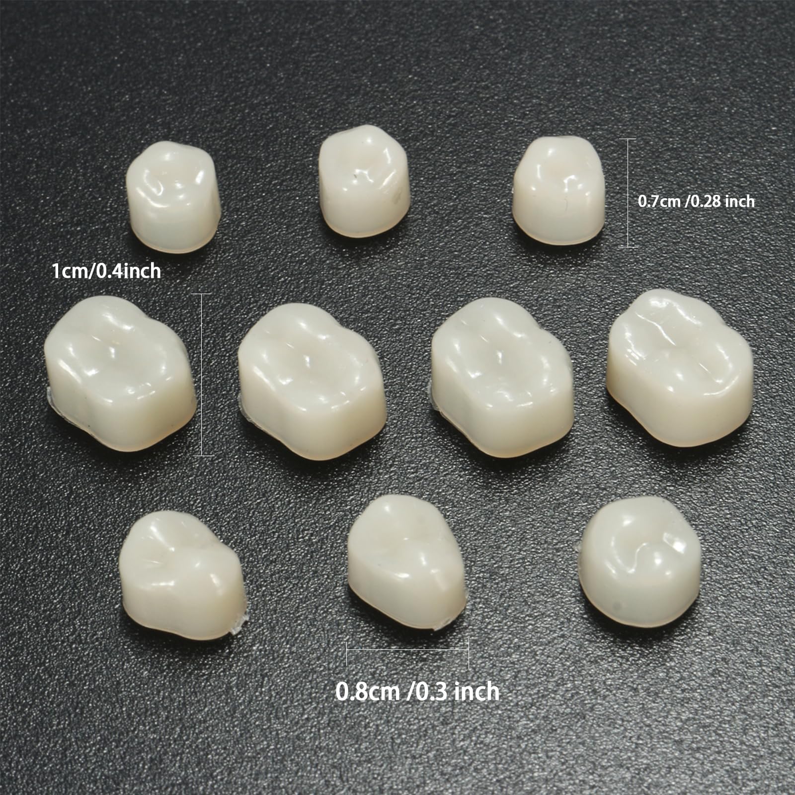 120-Piece Fake Tooth Cap Crown Veneers Set - 50 Front & 70 Back Teeth with Thermal Beads for Dental Teaching, DIY, Cosplay & Halloween Costume Accessories