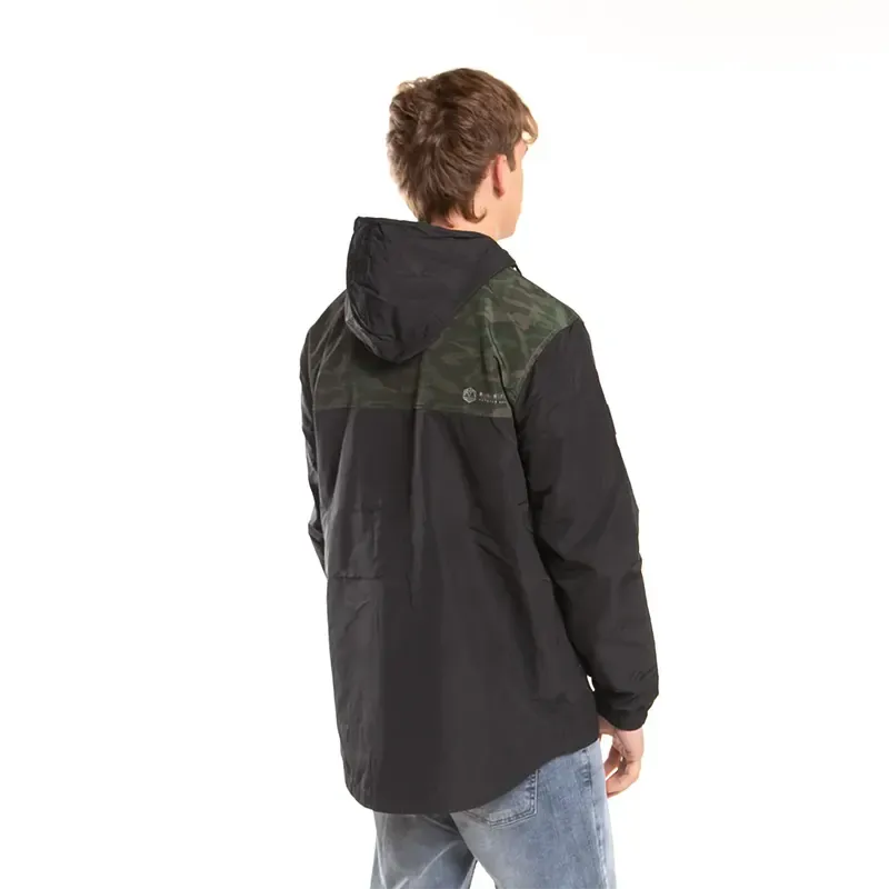 Rusty Infraux Black Green Windbreaker Jacket - Lightweight Water-Resistant Outdoor Sports & Casual Wear for Men and Women