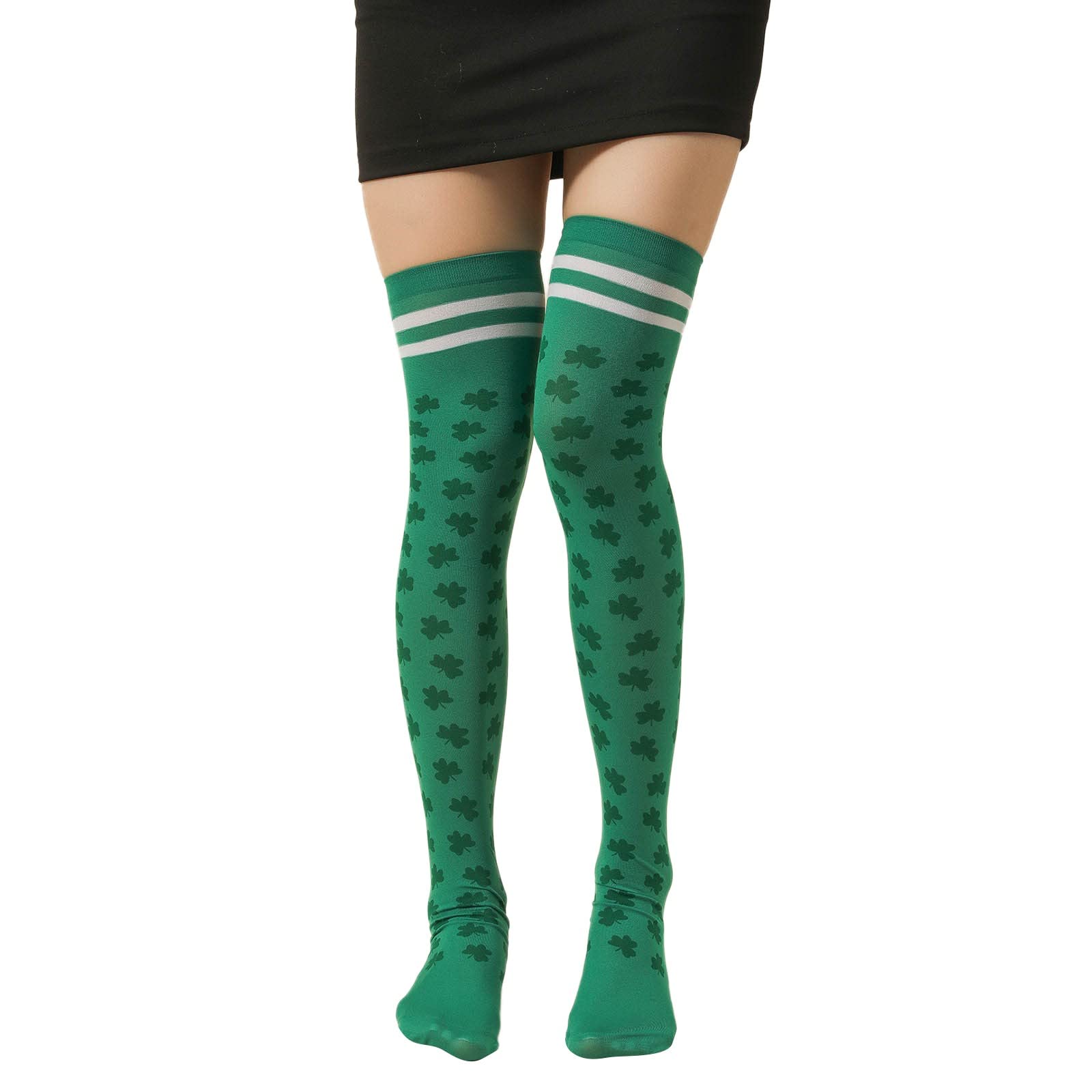 Festive Irish Striped Tube Socks for Women - St. Patrick's Day Stockings, Fashionable Knee-High Socks for Girls - Perfect for Parties, Cosplay & Holiday Outfits