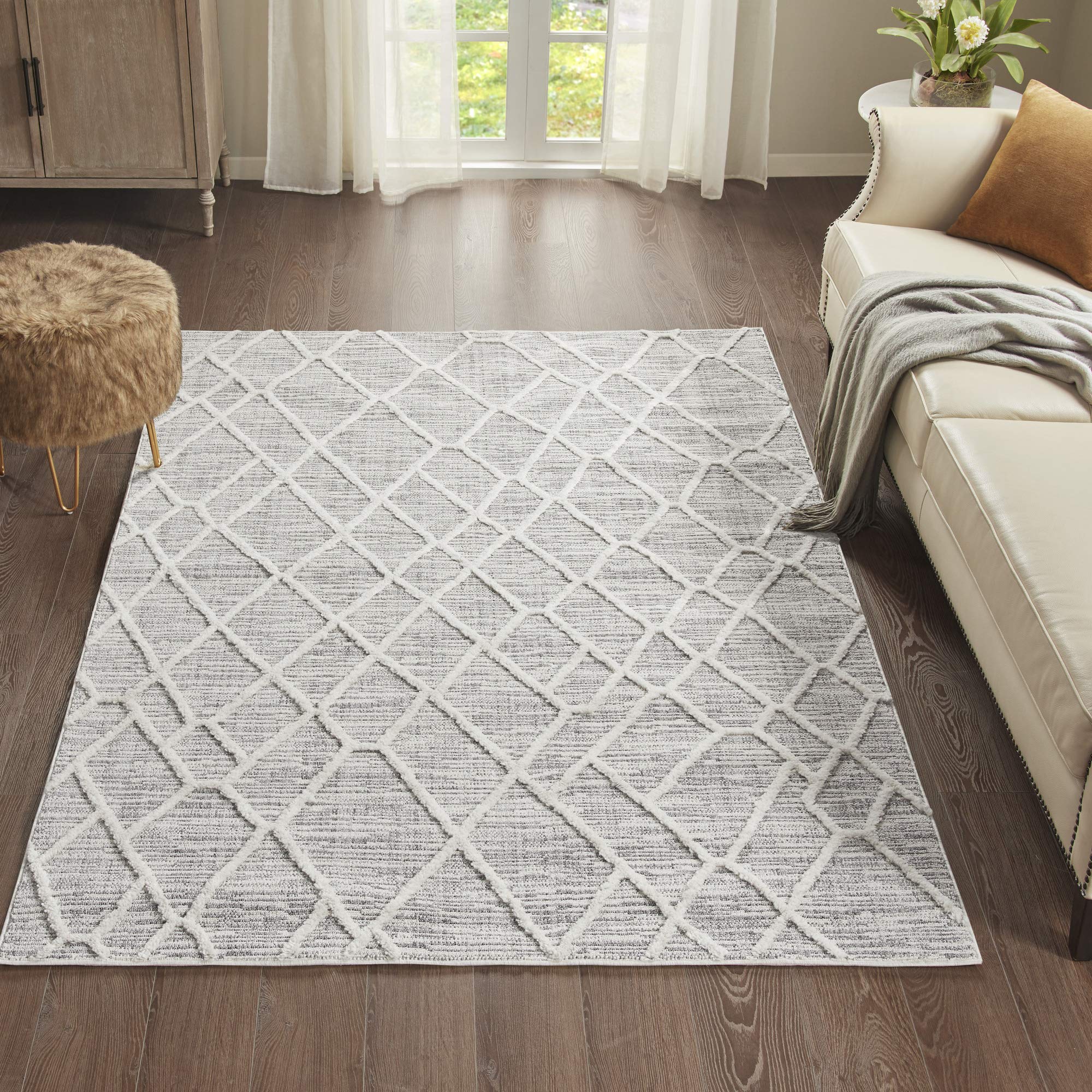Madison Park Ashley 5x7ft Woven Turkish Area Rugs - Ultra Soft Modern Floor Carpet for Living Room & Dining Room Decor in Gray/Cream | Perfect for Home, Office & Indoor Spaces