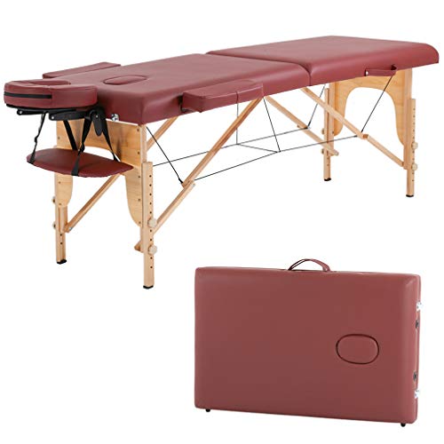 Portable Massage Table - Adjustable Height 73''L x 24''W Spa Bed with PU Leather, Folding Design & Carry Case - Perfect for Massage Therapy, Facial Treatments, Tattoo Sessions & Salon Use