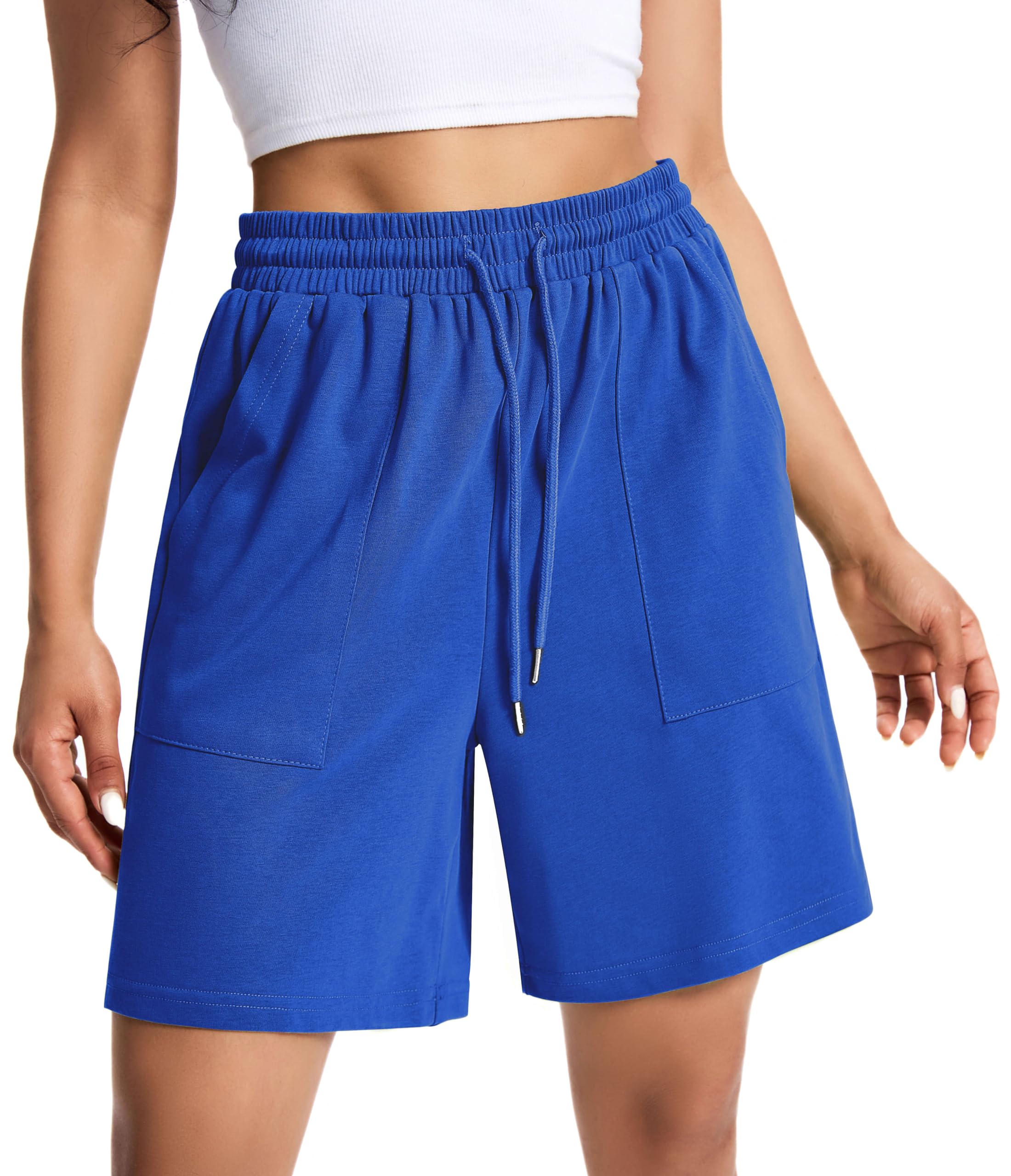 Auriviz Women's Cotton Sweat Shorts - Casual Summer Loose Drawstring Lounge Running Athletic Shorts with Pockets - Perfect for Yoga, Gym, Travel & Home Wear
