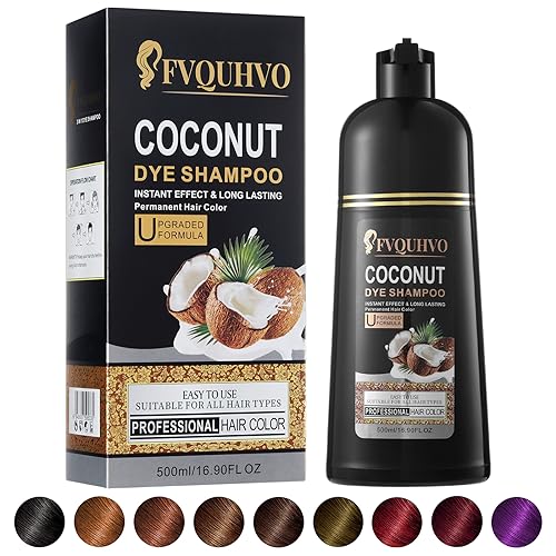 Wine Red Hair Dye Shampoo with Coconut Oil - 16.9 Fl Oz 3-in-1 Formula for Men & Women | Fast-Acting, Long-Lasting Herbal Hair Color | Perfect for Home Use, Salon-Quality Results, and Vibrant Color Refresh