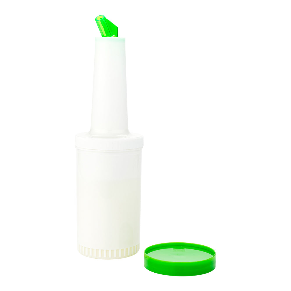 Bar Lux 1 Quart Plastic Quick Pour Storage Container Bottle with Green Spout and Lid - 3.5