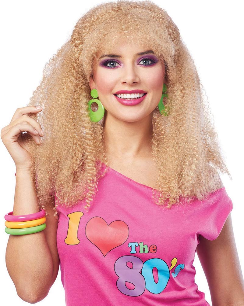 80s Crimped Blonde Wig - Vintage 80s Style Costume Wig for Halloween, Cosplay & Parties - Perfect for 80s Theme Events, Dress Up & Retro Fashion