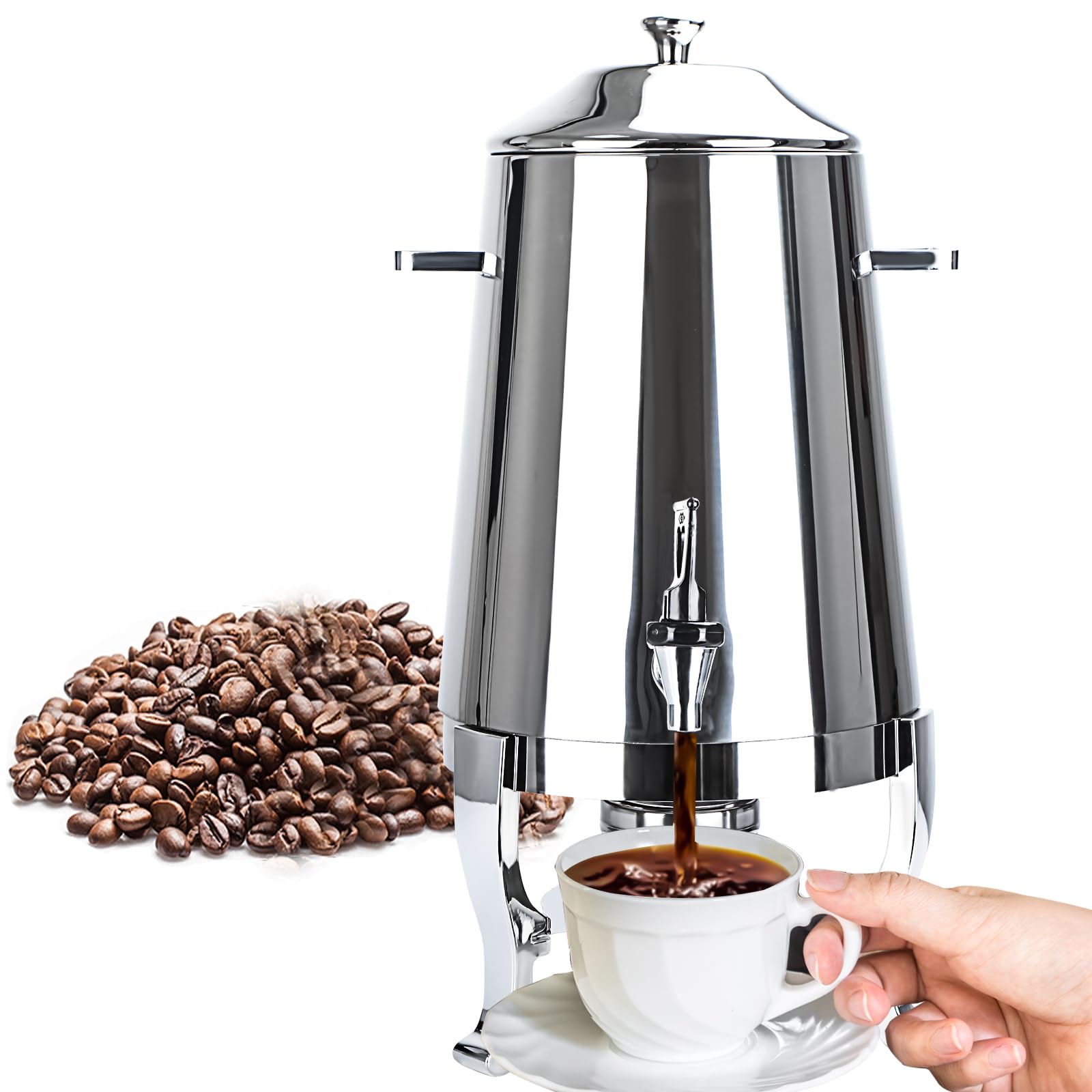 13L Commercial Coffee Urn - Stainless Steel Hot Water & Iced Coffee Maker - Large Capacity Drink Dispenser for Parties, Catering, Restaurants & Office Events