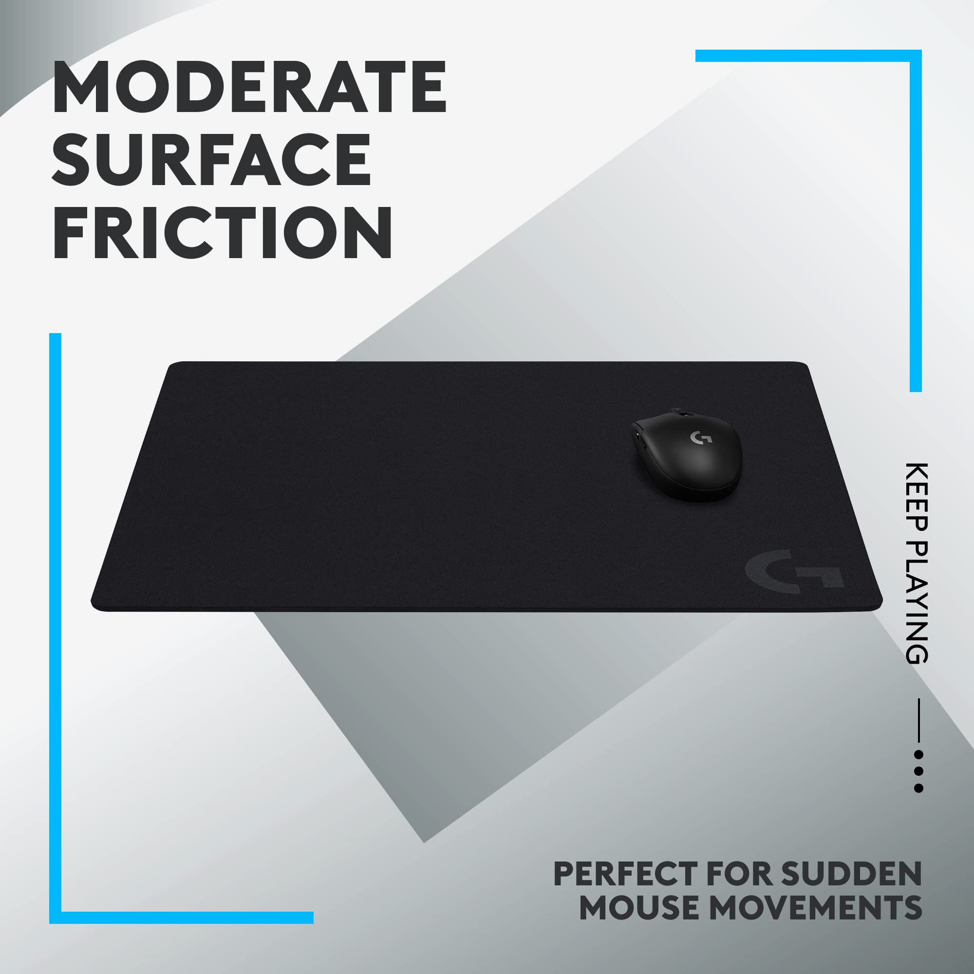 Logitech G640 Large Cloth Gaming Mouse Pad - Optimized for Gaming Sensors, Smooth Control with Moderate Friction, Non-Slip Rubber Base - Black | Perfect for PC, Laptop & Esports Gaming Setup
