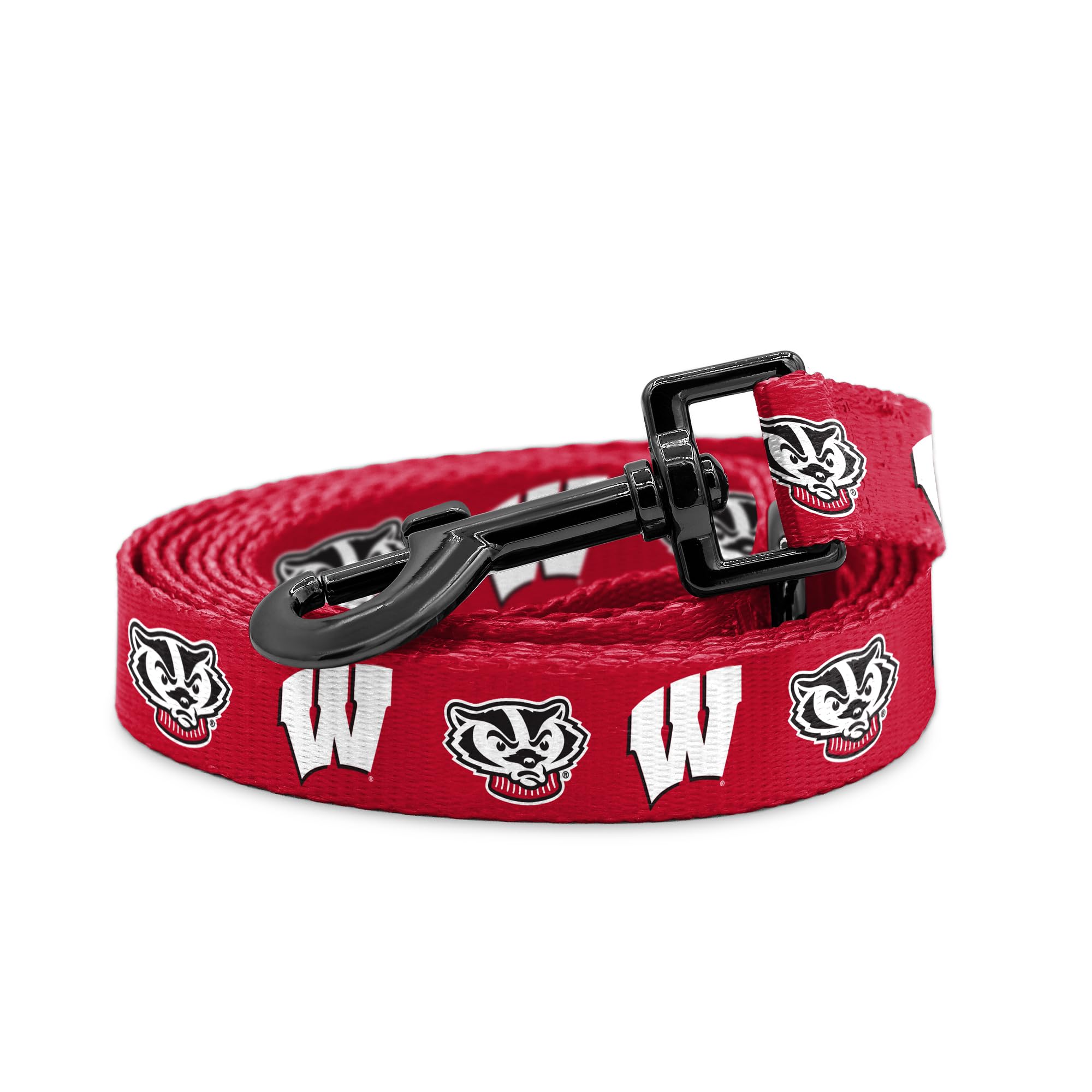 Official Wisconsin Badgers Pet Collar & Leash Set - NCAA Licensed Dog Accessories for Small Medium Large Dogs - 6FT Durable Nylon Leash for Walking Training (Game Day, Outdoor Adventures, Daily Walks)