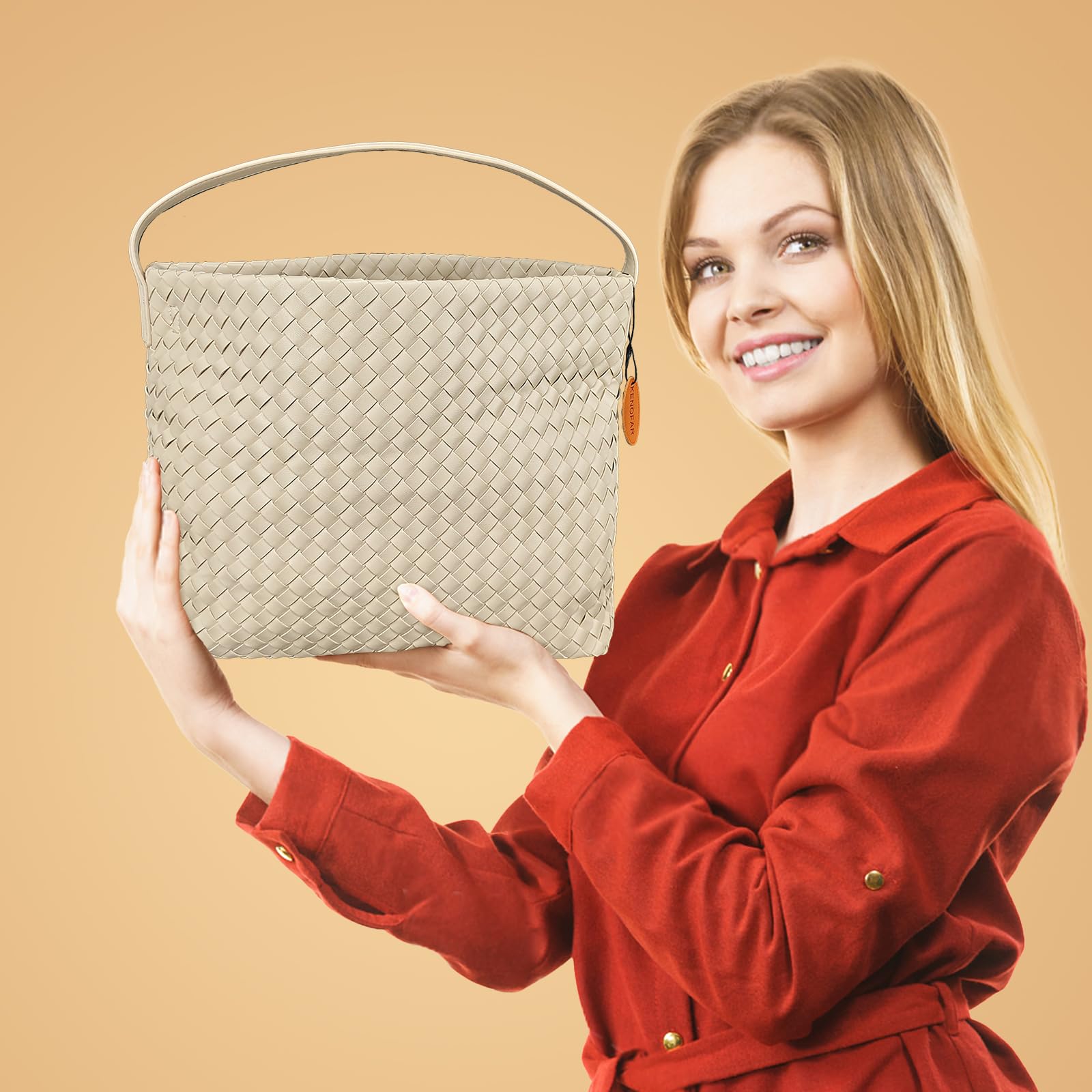 Eco-Friendly Vegan Leather Woven Tote Bags for Women - Handmade Shoulder Bag with Top Handle | Perfect for Work, Shopping & Beach Outings