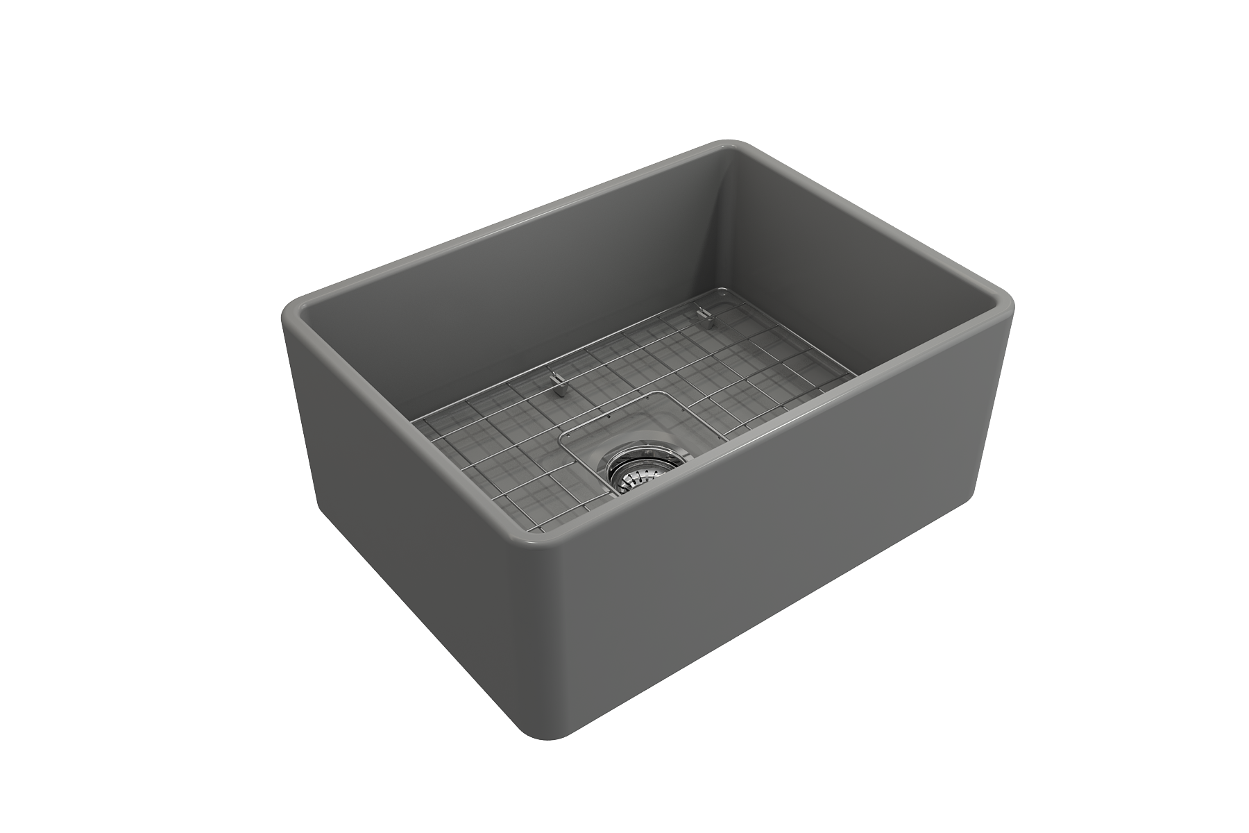 Bocchi Classico Farmhouse Apron Front Fireclay 24-Inch Single Bowl Kitchen Sink with Protective Bottom Grid & Strainer - 9 Color Options | Durable & Stylish for Modern Farmhouse, Rustic, or Traditional Kitchen Designs