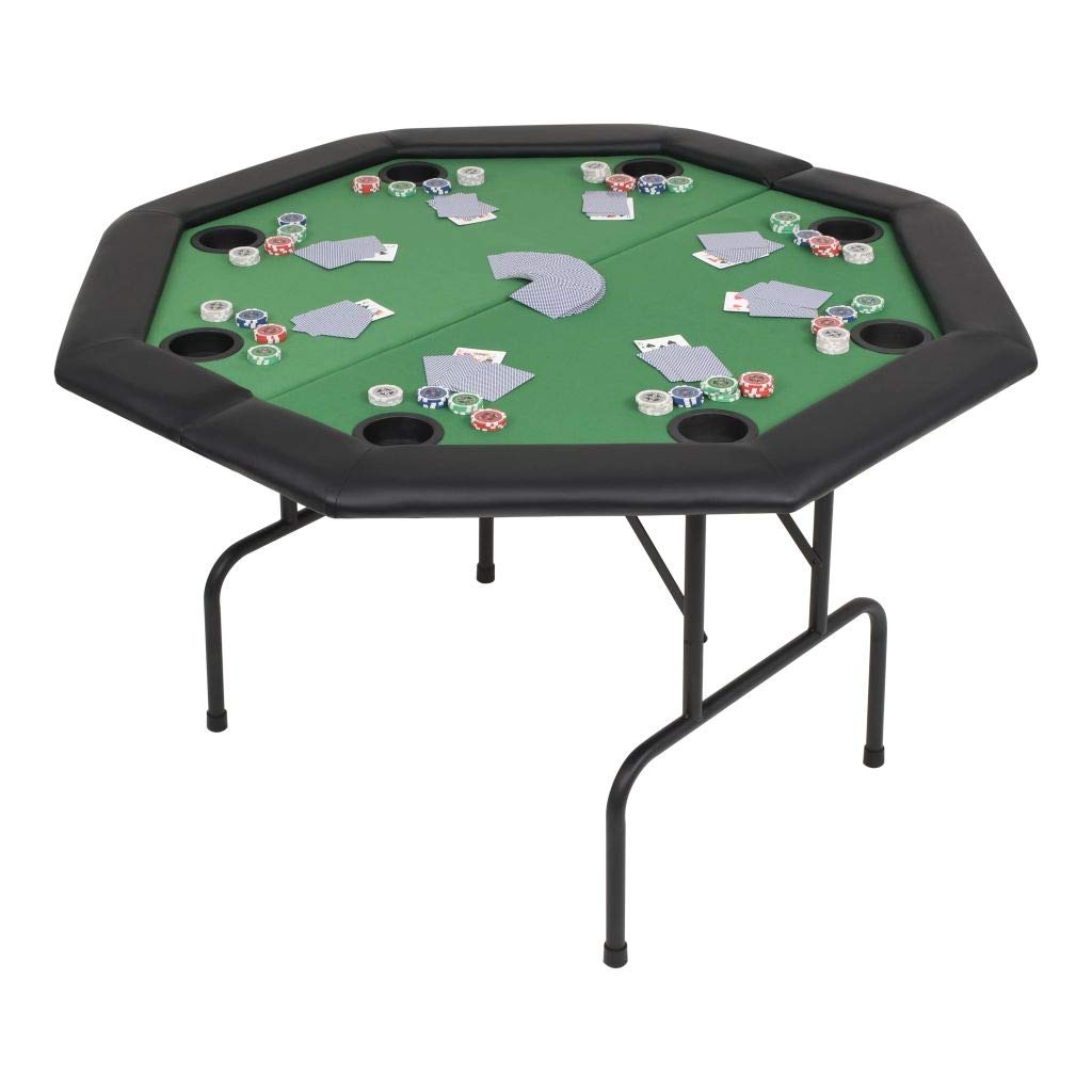 8-Player Folding Poker Table Top for Texas Hold'em & Blackjack - Portable 4-Fold Rectangular Casino Game Table for Home & Parties | Perfect for Game Nights, Poker Tournaments & Casino-Themed Events