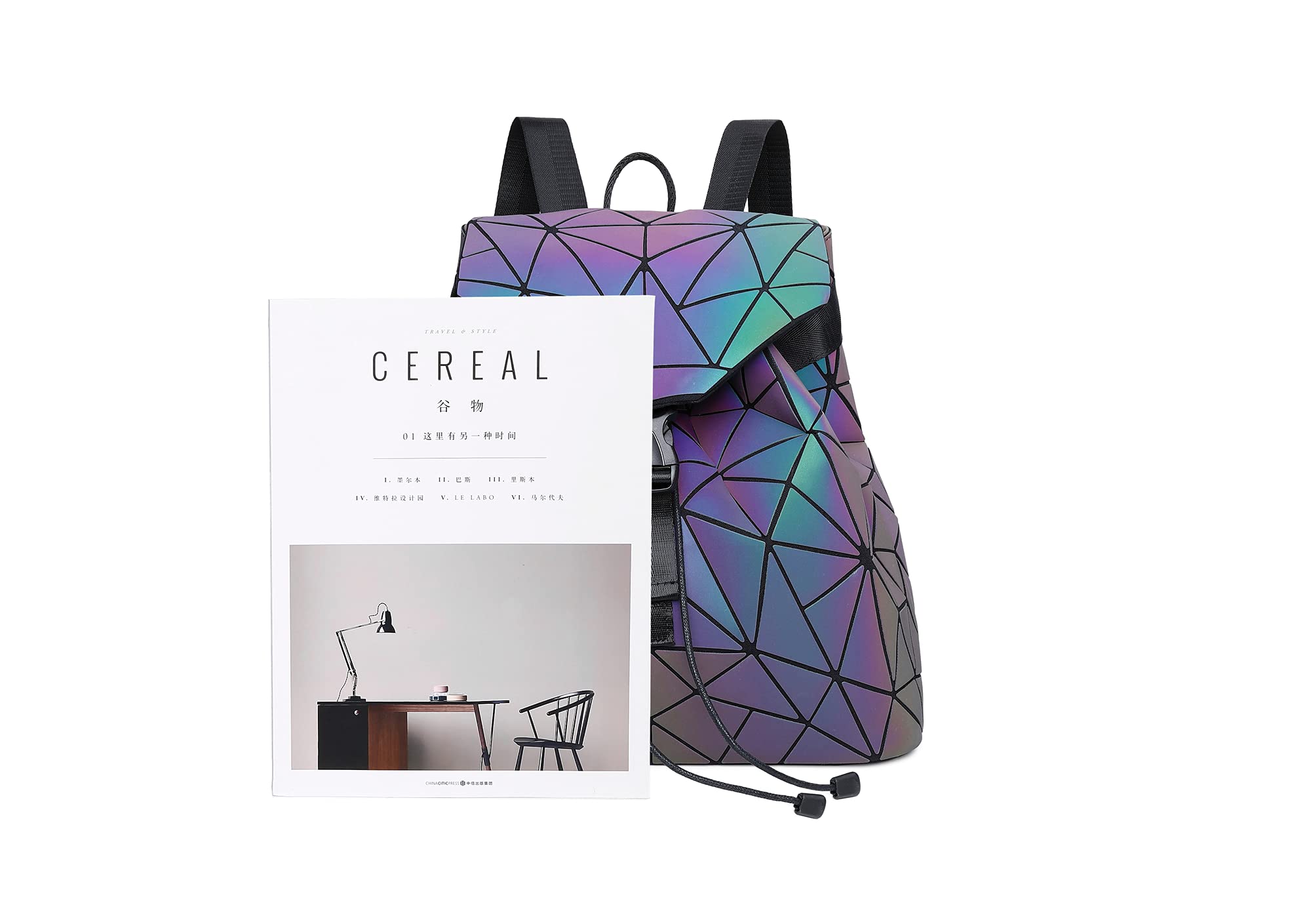 Luminous Geometric Backpack for Women - Holographic Reflective Handbag & Iridescent Daypack (BB180001-02) - Perfect for Night Out, Rave Parties & Festival Fashion Accessory