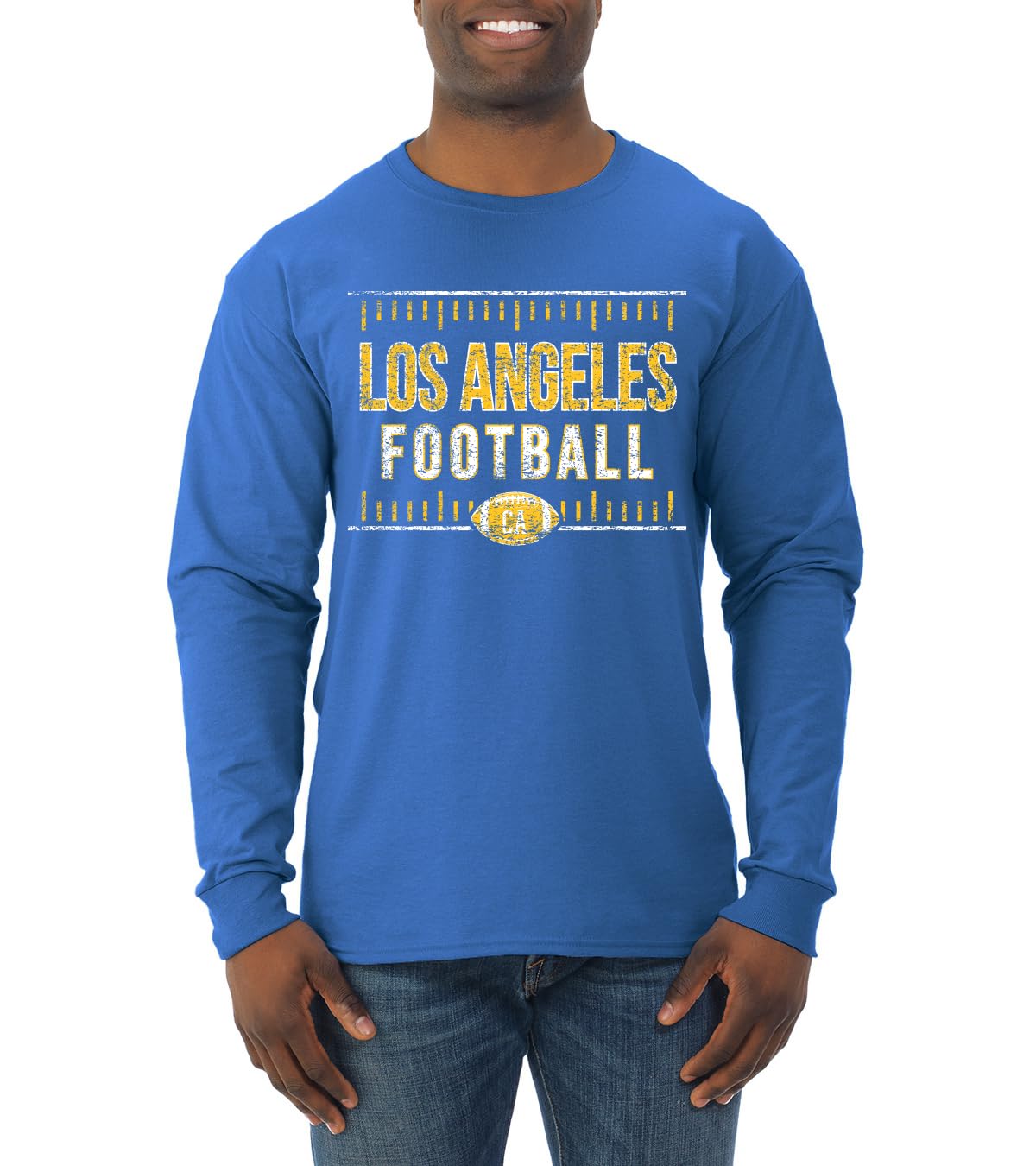 Los Angeles LAC Hometown Pride Football Fan Jersey - Men's Long Sleeve Athletic Shirt in Royal Blue, Size Small - Perfect for Game Day, Tailgating & Showing Team Spirit