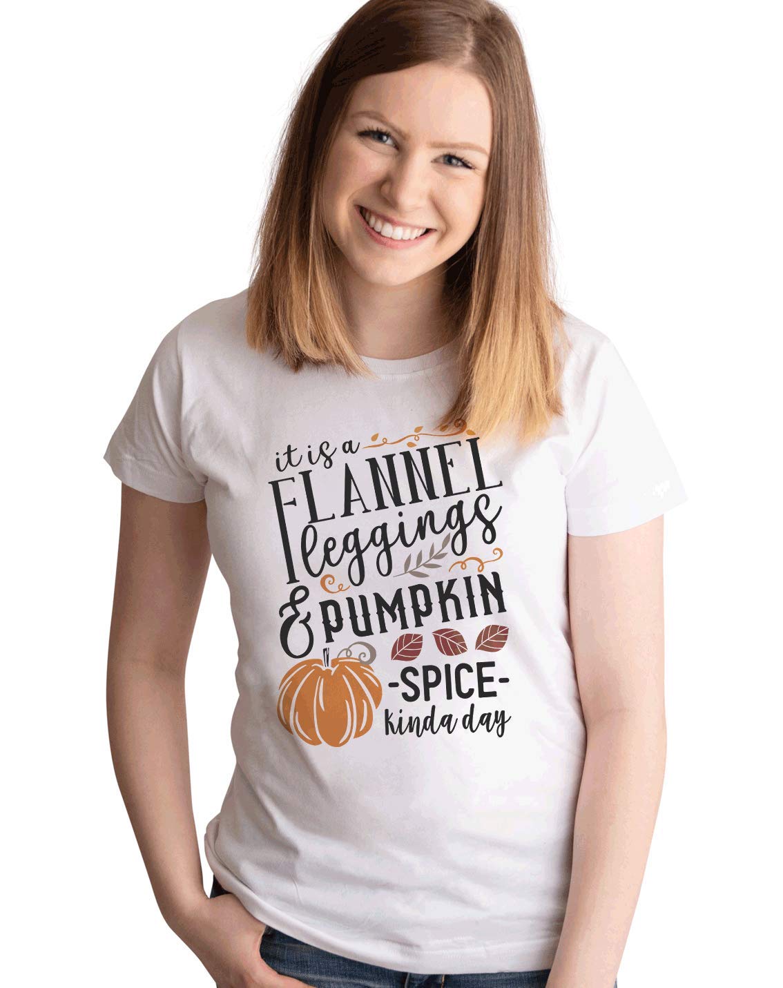 7 ate 9 Apparel Women's High Waisted Yoga Leggings & Pumpkin Spice Graphic Tee - Perfect for Workouts, Lounge Wear & Fall Fashion Outfits