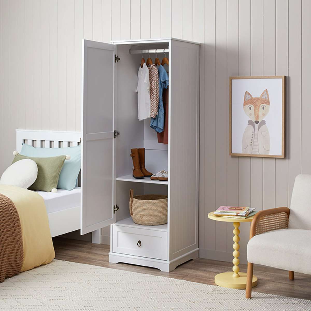 Stylish Hamptons Wardrobe with One Door - Perfect for Bedroom, Closet & Home Organization