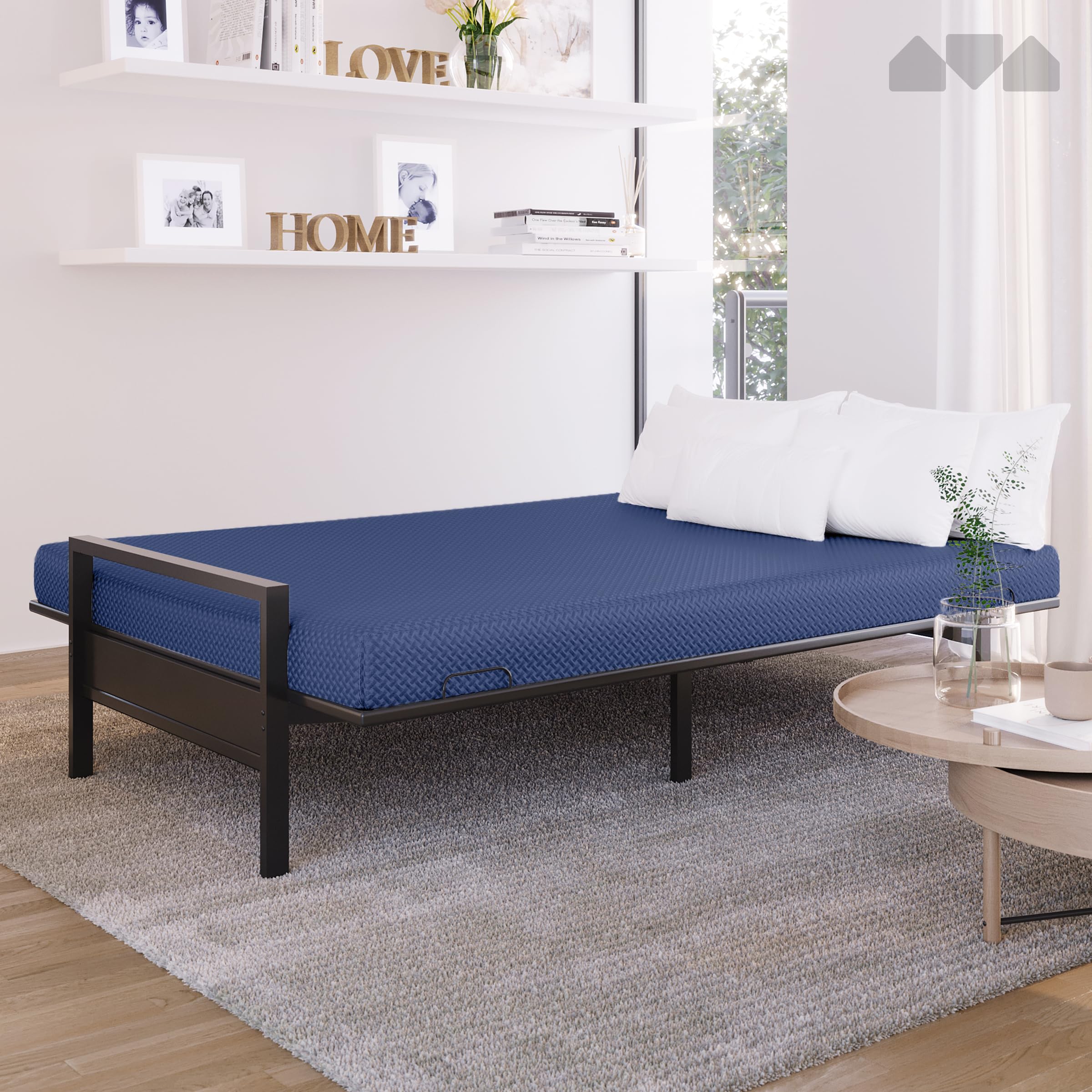 Milliard Full Size Memory Foam Futon Mattress - Navy Blue Foldable Sofa Bed Mattress for Guest Room, Dorm & Small Spaces - CertiPUR-US Certified (Frame Not Included)