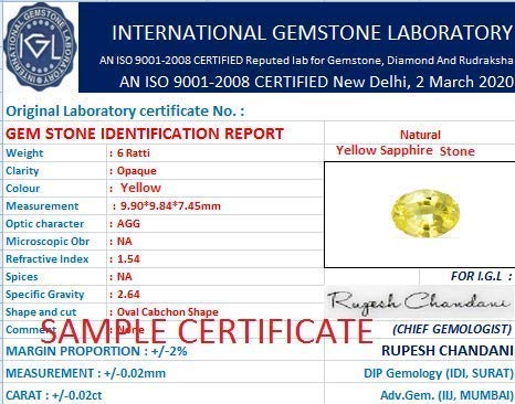 Certified Ceylon Yellow Sapphire Stone for Men & Women - IGL Lab Tested, Oval Shape, Jupiter Gem for Jewelry & Gifts