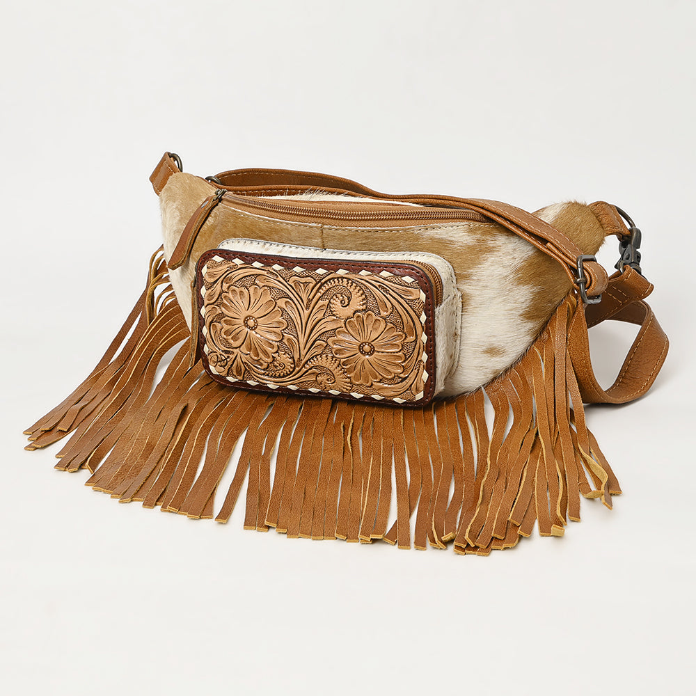 Genuine Leather Western Crossbody Purse for Women - Hand Tooled Hair On Cowhide Handbag - Perfect for Casual Outings, Travel & Country Style Fashion
