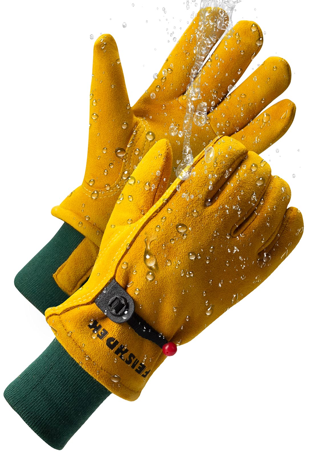 Kids Leather Gardening Work Gloves - Safety Gloves with Reflective & Breathable Design - Waterproof Yellow Small Size - Perfect for Children's Gardening, Yard Work & Outdoor Adventures