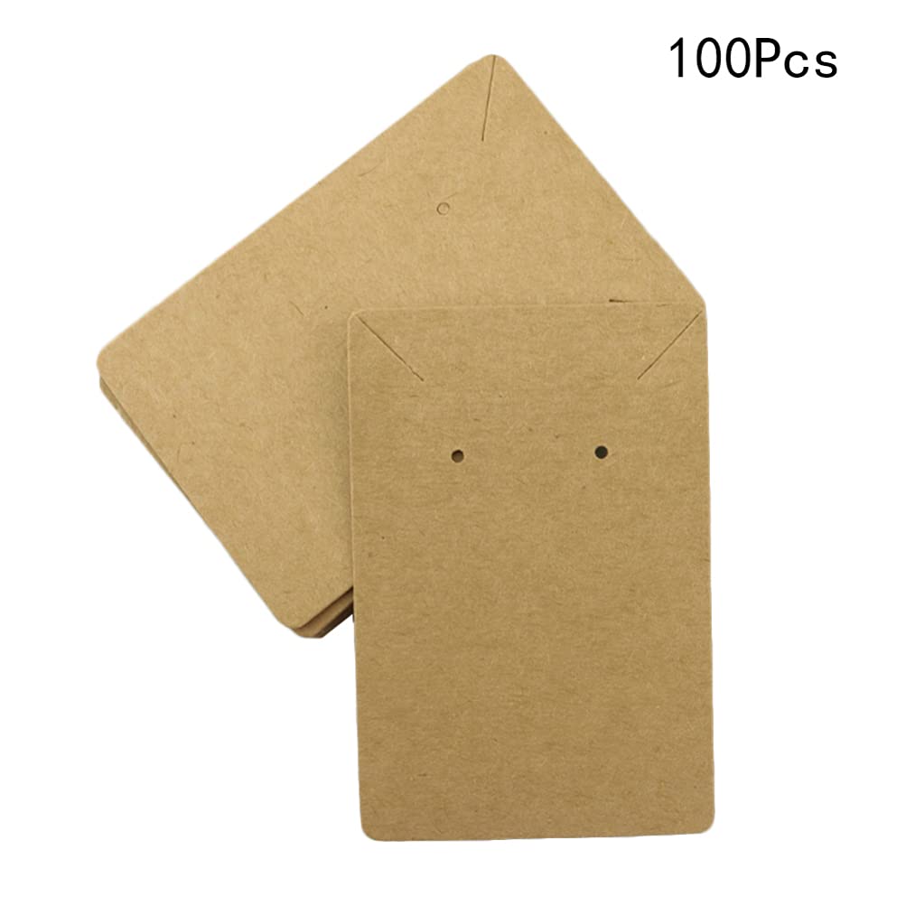 100pcs Kraft Paper Earring & Necklace Display Cards - Blank Jewelry Packaging Cards with Hooks for Earrings Organizer, Necklace Holder - Perfect for Boutique, Craft Shows & Retail Jewelry Displays