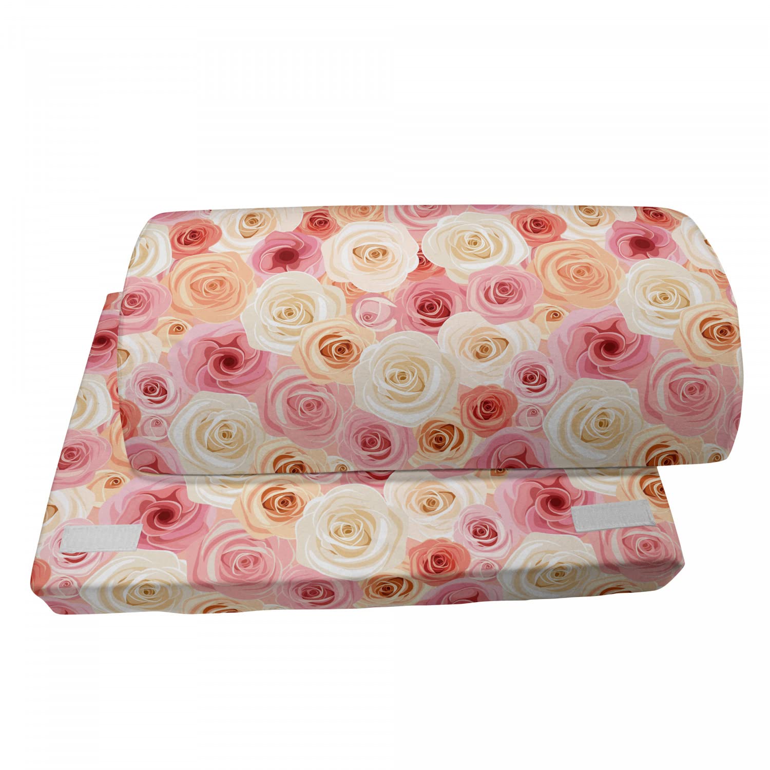 Ambesonne Rose Foot Rest - Adjustable Ergonomic Memory Foam Leg Support with Non-Slip Backing, Romantic Pastel Rose Petals & Buds Pattern - Perfect for Office, Home & Travel Comfort