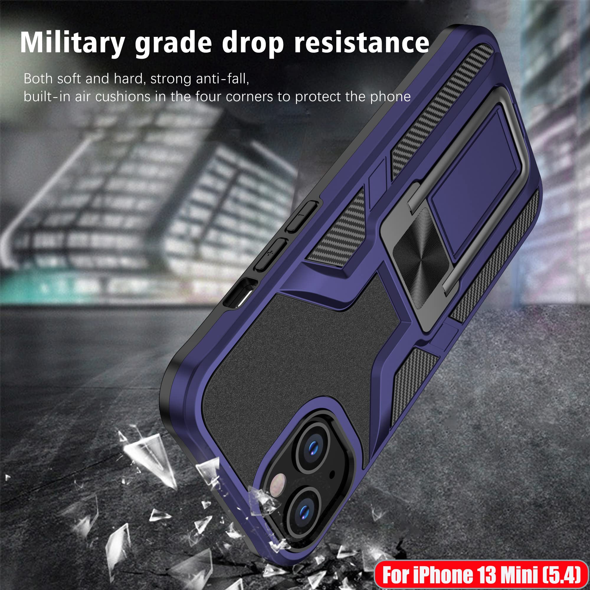 Military Shockproof iPhone 13 Mini Case - Magnetic Kickstand for Car & Outdoor Use