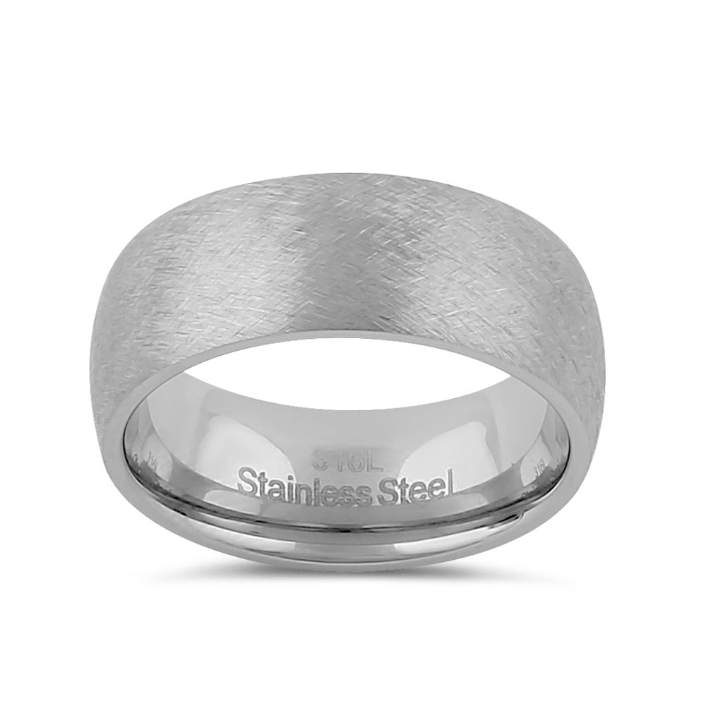 8mm Stainless Steel Men's Wedding Band - Brushed & Rounded Comfort Fit Ring for Men - Durable & Hypoallergenic Jewelry for Engagement, Anniversary & Everyday Wear