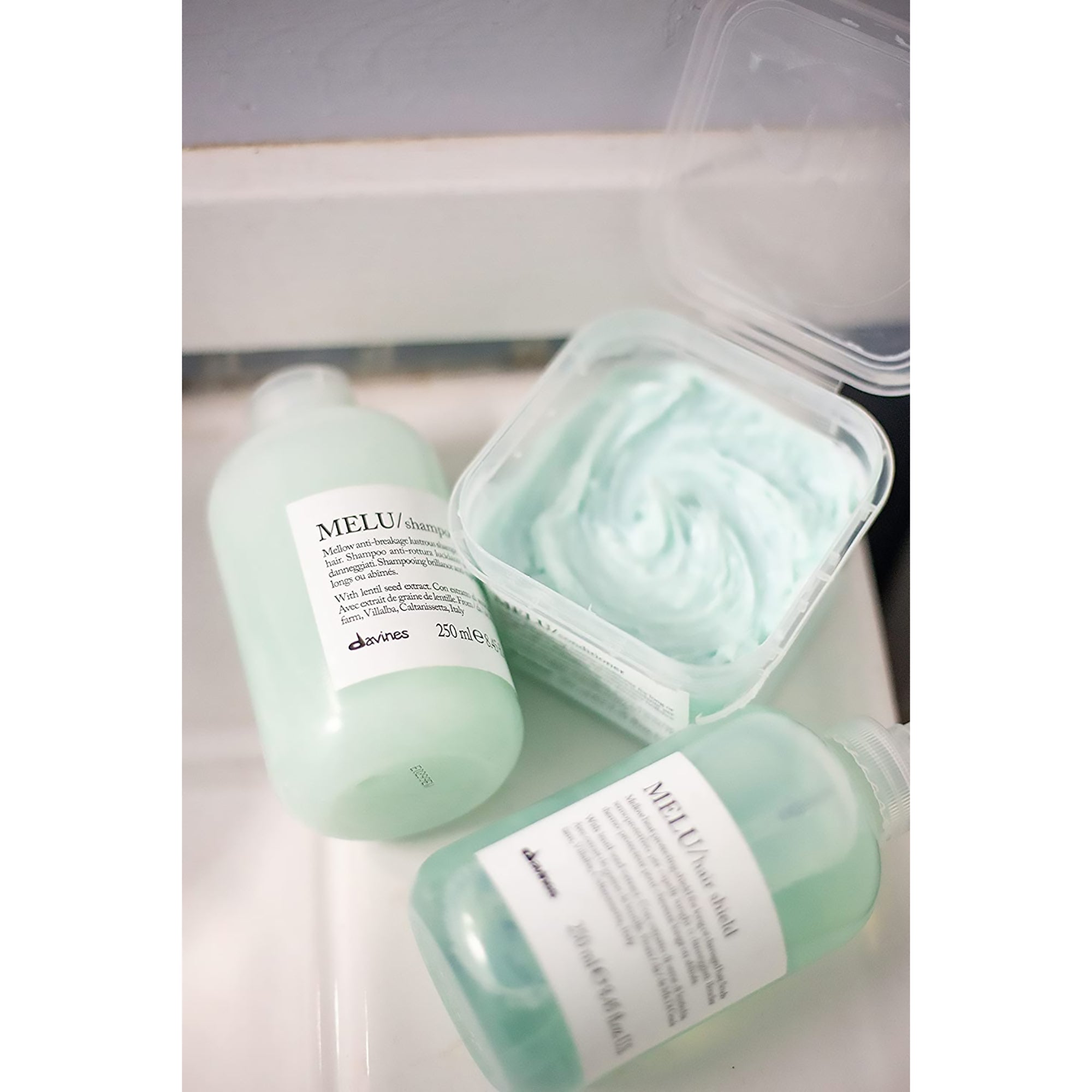 Davines Melu Duo Hair Repair & Shine Kit - Split Ends Treatment & Frizz Control for Damaged Hair | Salon-Grade Hair Care for Smooth, Healthy Locks at Home