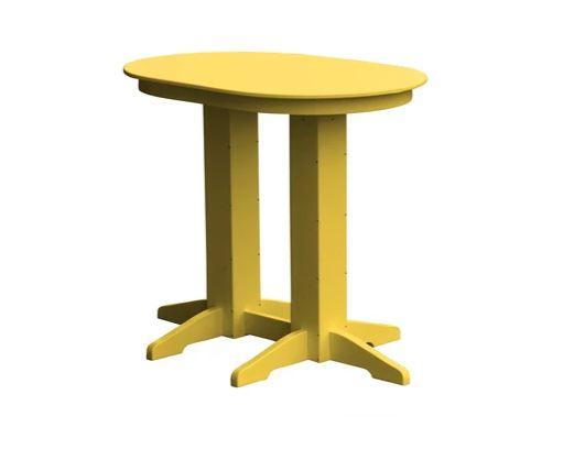 A & L Furniture Oval Bar Table with Free 2 Umbrella Holes - Perfect for Outdoor Patio, Poolside, and Backyard Entertaining