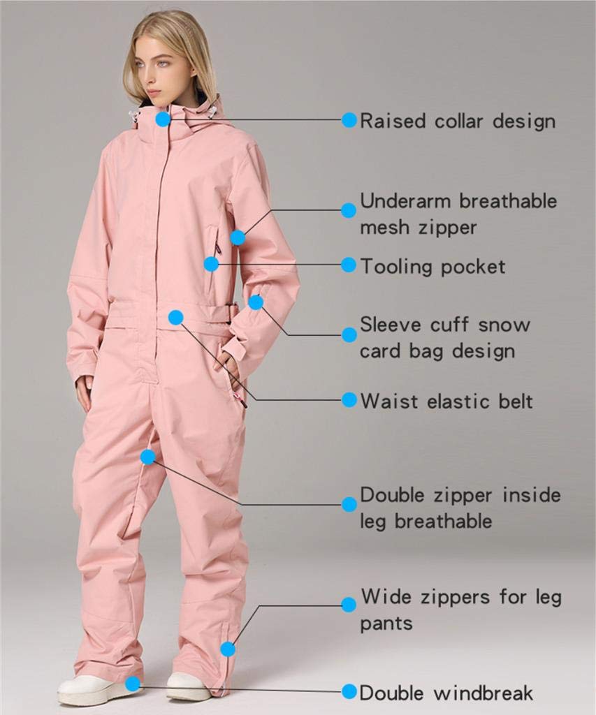 HOTIAN Women's Waterproof Ski Suit One Piece Jumpsuit - Winter Snowboard Overalls for Outdoor Snow Sports | Perfect for Skiing, Snowboarding & Winter Adventures