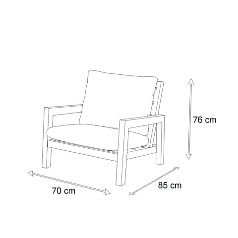 San Sebastian Outdoor Armchair - Gunmetal Frame with Platinum Olefin Cushions | Weather-Resistant Patio Furniture for Garden, Poolside & Backyard Relaxation