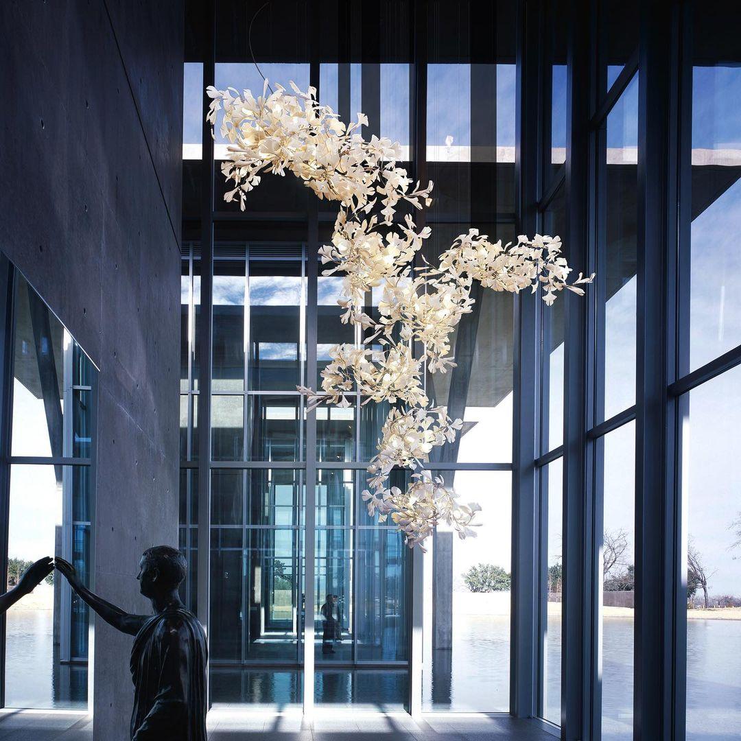 Modern Gingko Leaf Combination Chandelier - Elegant Gold Ceiling Light Fixture for Dining Room, Living Room & Bedroom Decor