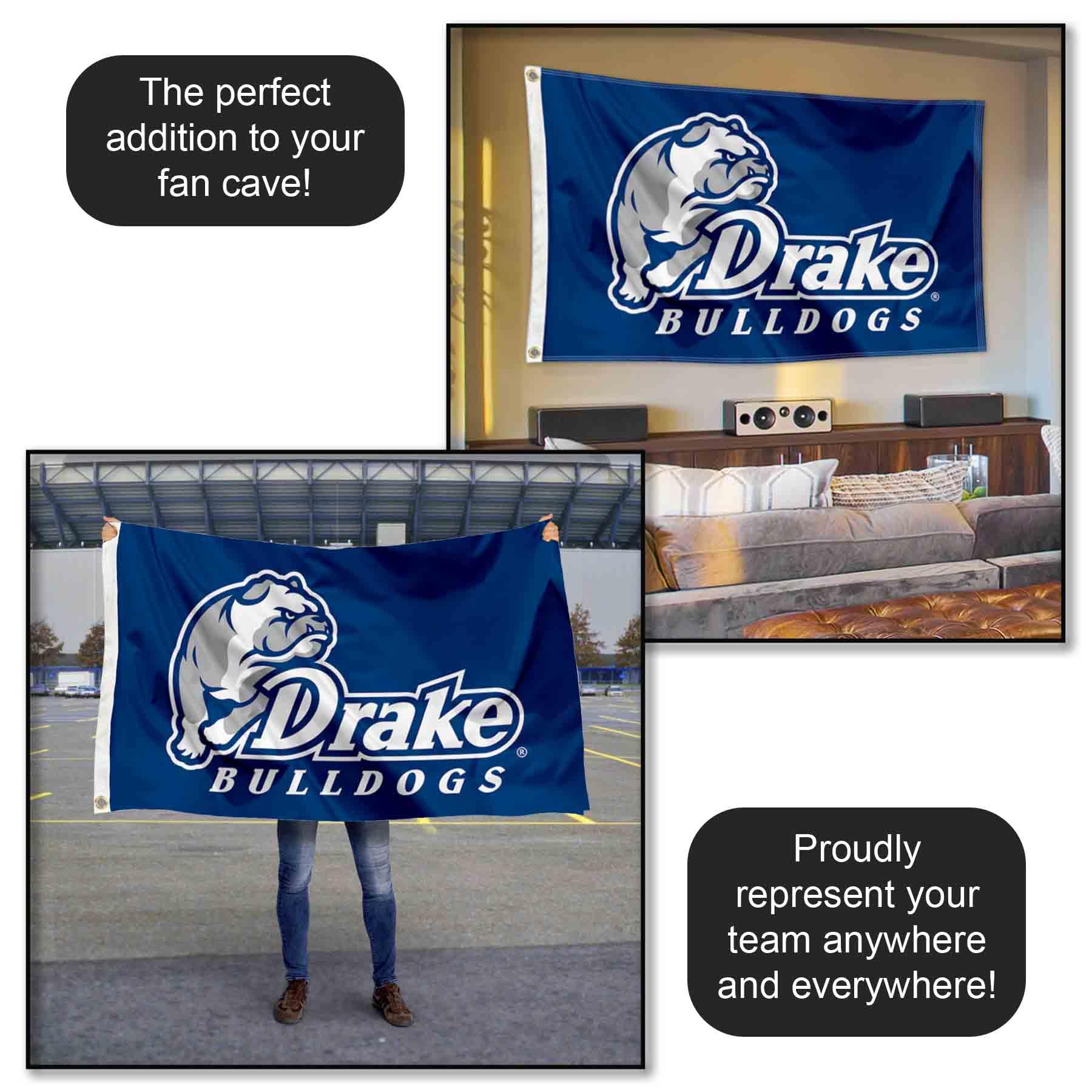 Drake Bulldogs University Large College Flag - 3x5 Feet NCAA Team Banner for Game Day, Tailgating, Dorm Room & Fan Decor