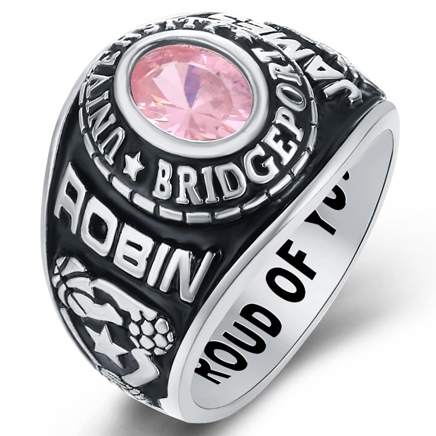 Custom Personalized Sterling Silver Class Rings for Women & Men - Birthstone, Gold Plated, Size 5-15 - High School & College Graduation Rings - Perfect Gift for Graduates, Anniversaries & Special Occasions