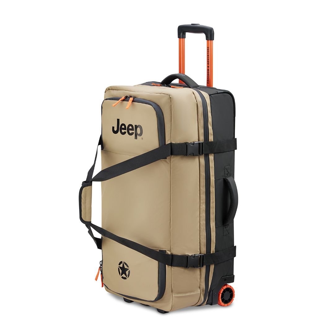 Jeep 73cm 2-Wheel All-Terrain Rolling Duffle Bag - Warm Sand | Heavy-Duty Travel Luggage for Camping, Hiking & Outdoor Adventures