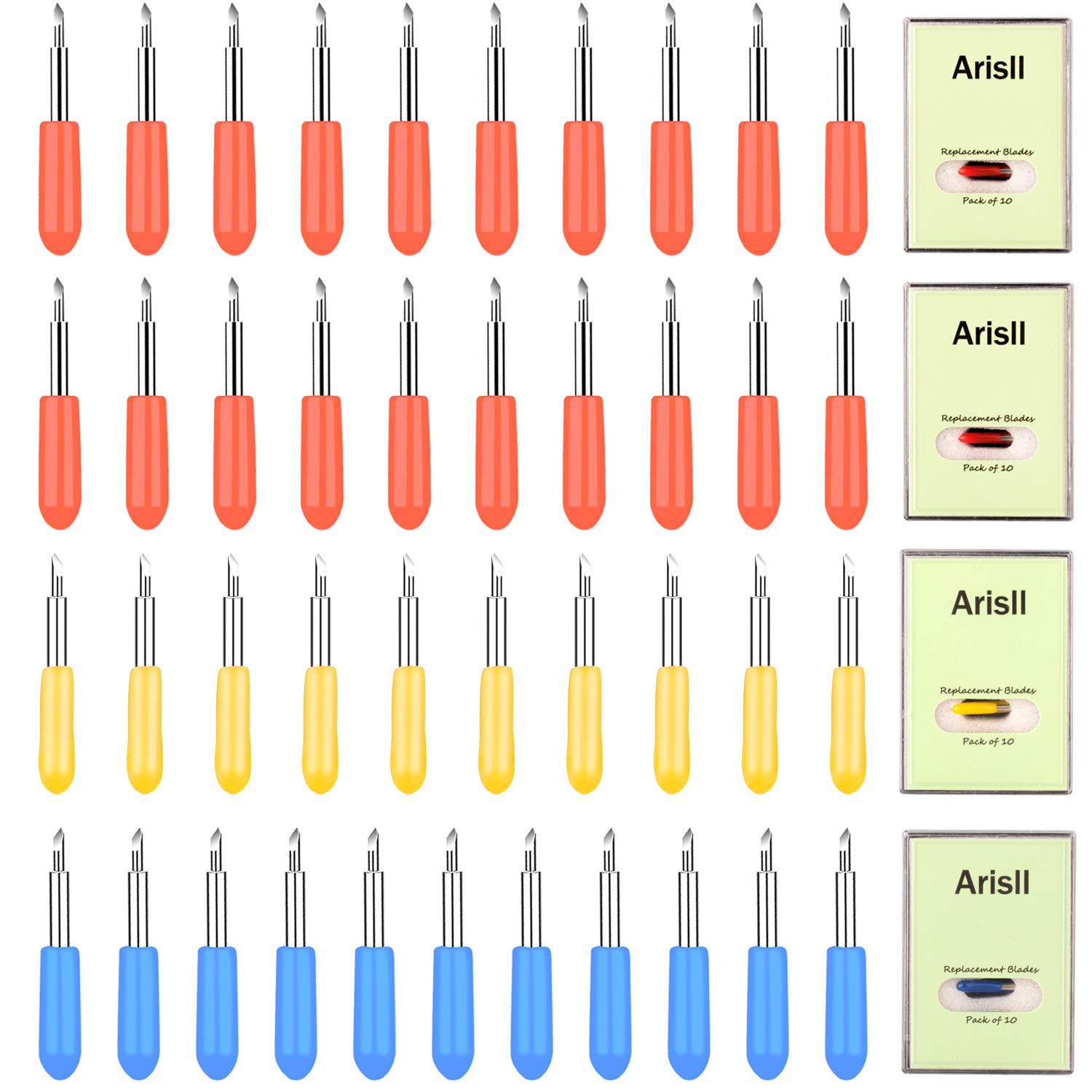 Premium 40-Pack Cricut Blades Replacement Set for Explore 3/Air 2/Air/Maker 3/Maker - 20 Fine Point, 10 Shallow & 10 Deep Cut Blades - Compatible with DIY Crafts, Vinyl Cutting, Scrapbooking & Paper Projects