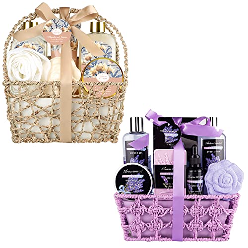 ArioseMonde Luxury Birthday Bath Gift Set for Women - Magnolia & Lavender Scented Bath Basket for Mom, Mother's Day, Anniversary & Relaxation Gifts - Perfect Spa Day Self Care & Pampering Present
