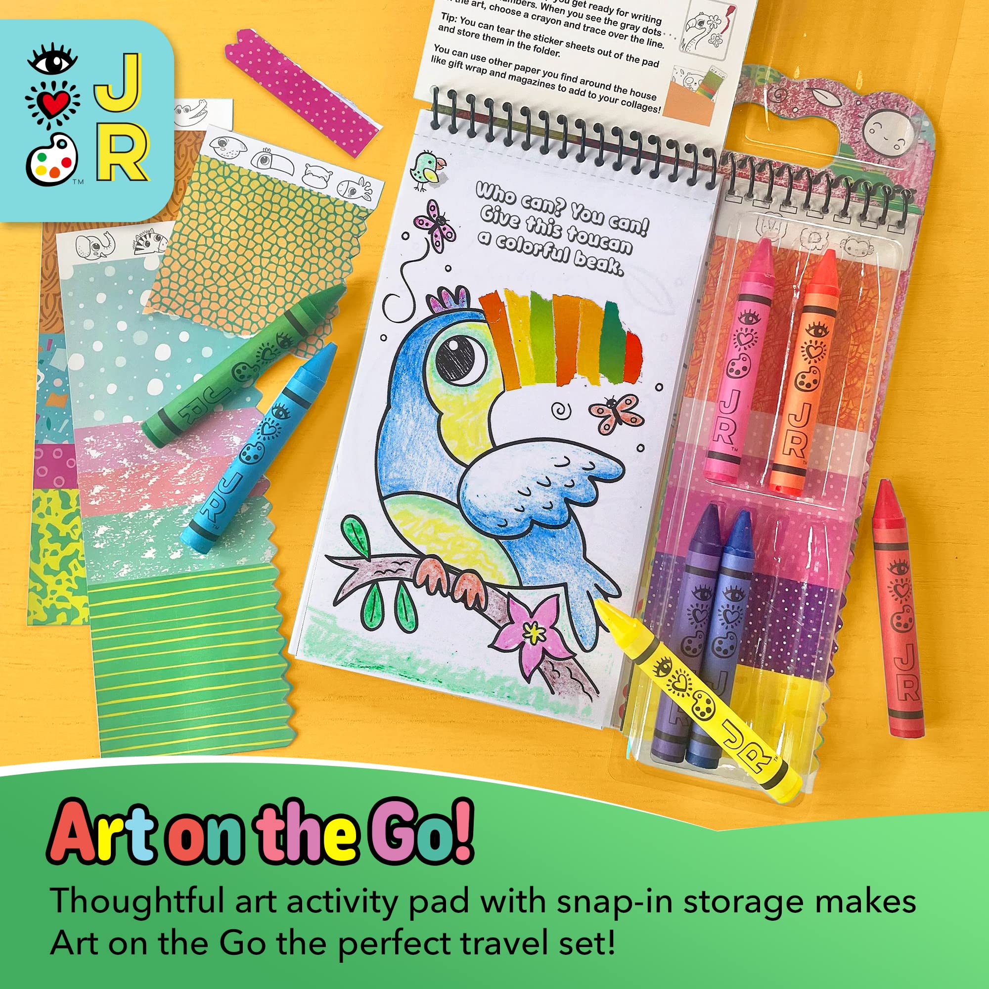 Bright Stripes Travel Coloring Kit for Kids - Mess-Free Art On the Go with Coloring Books, Crayons & Sticker Activity Book | Perfect for Airplane, Road Trips & Restaurants | Ages 3+ (Jungle Theme)