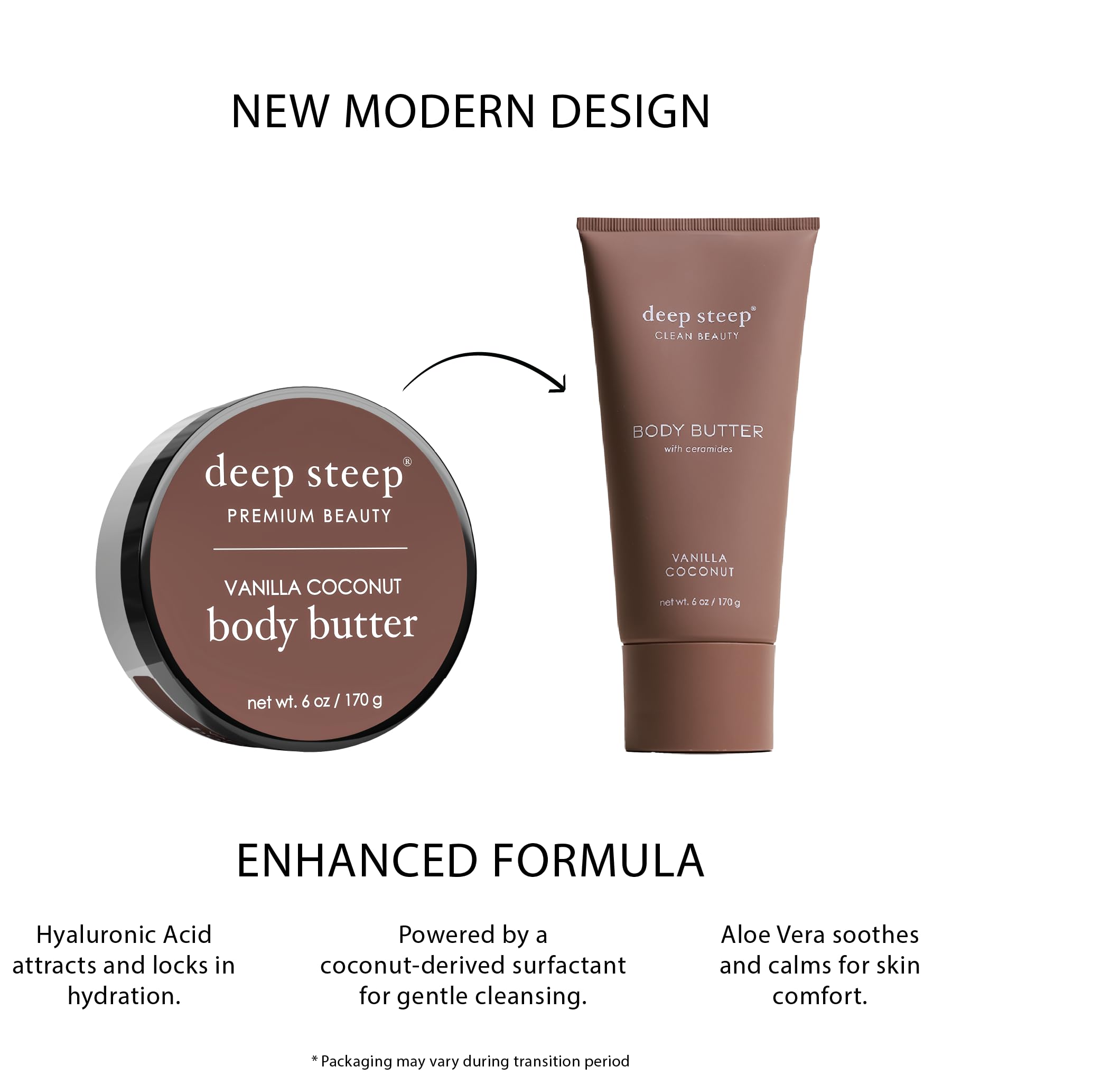 Deep Steep Body Butter - 6oz Vanilla Coconut Scented Moisturizing Cream for Dry Skin | Hydrating & Nourishing Hand & Body Lotion | Perfect for Daily Use, After Shower & Spa Treatments