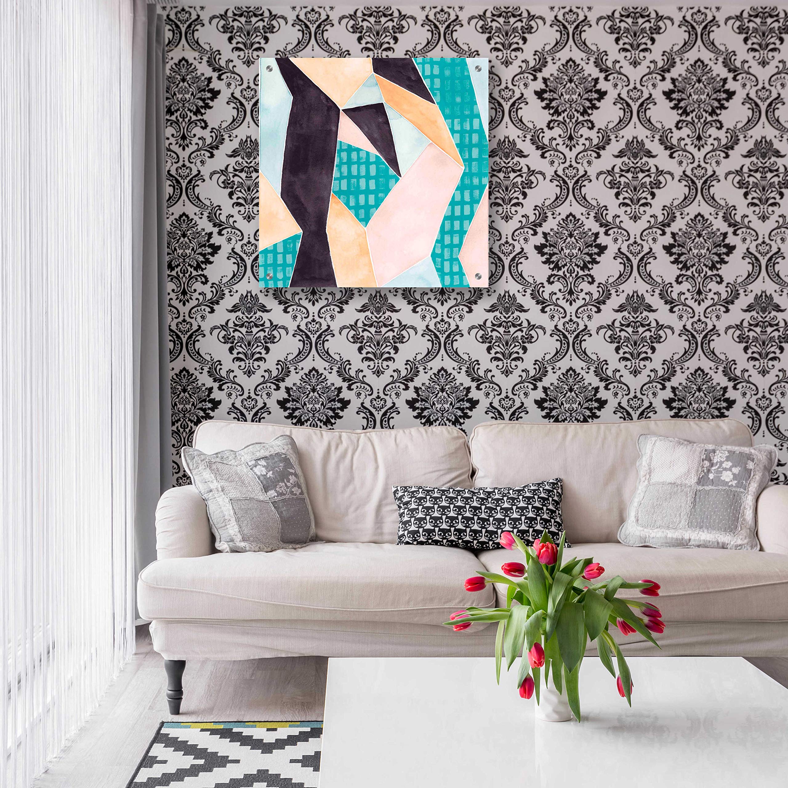 Grace Popp Sakura Abstract II Acrylic Wall Art - 24x24 Inch Modern Japanese Cherry Blossom Painting - Perfect for Living Room, Bedroom & Office Decor