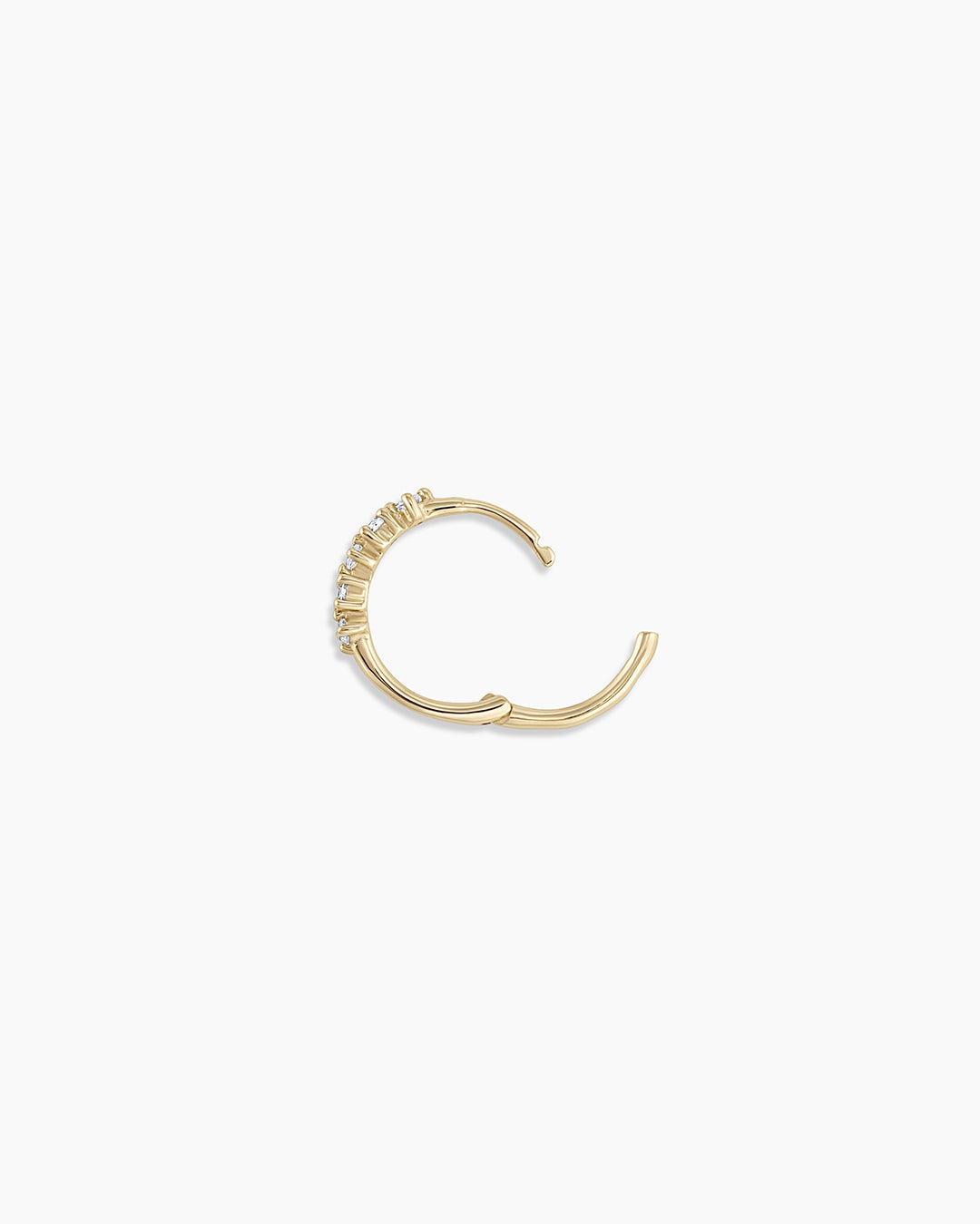 Diamond Row Single Huggie Earrings - Elegant & Minimalist Gold Hoop Earrings for Women | Perfect for Everyday Wear, Parties & Special Occasions