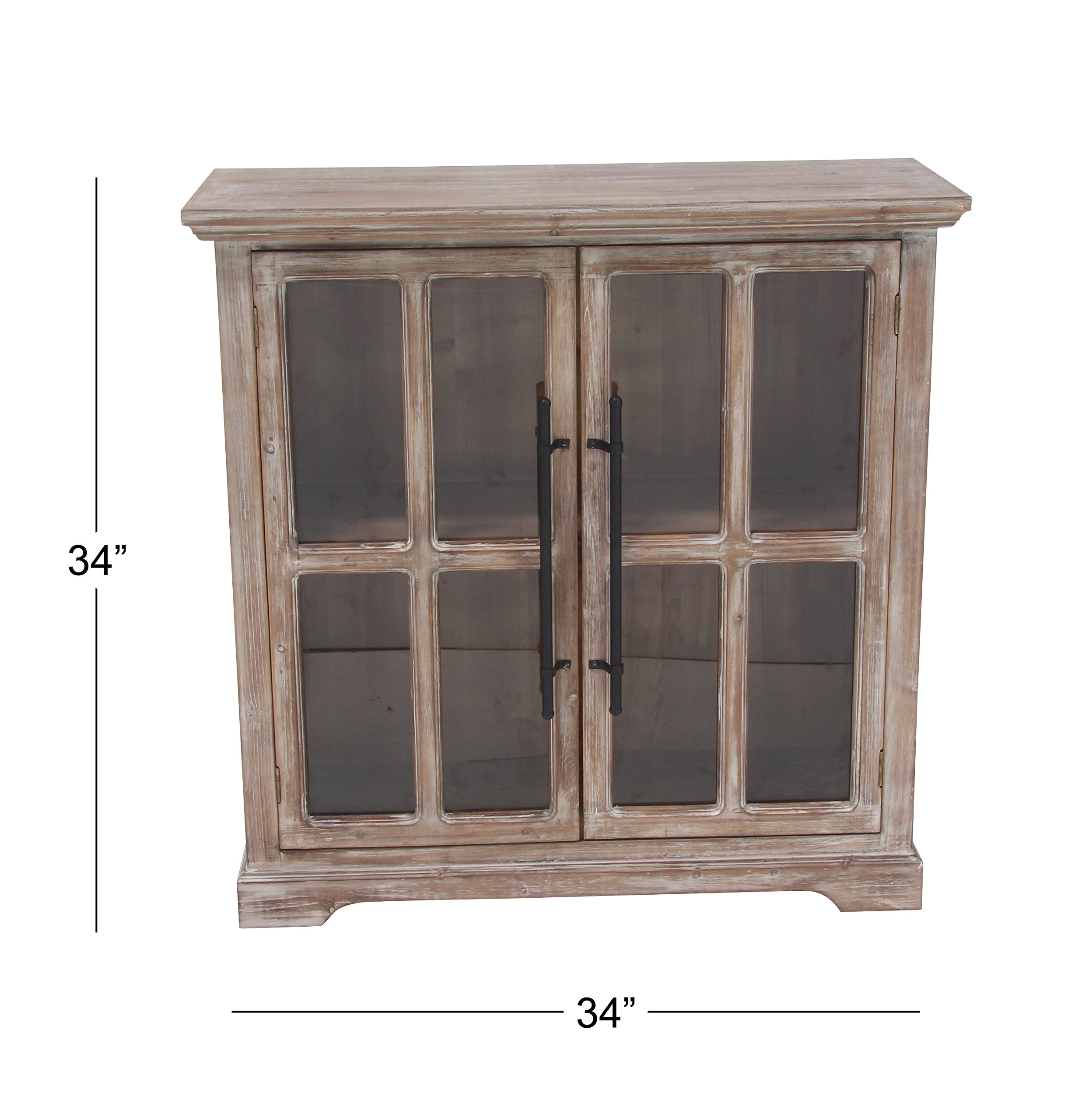 Deco 79 Wooden Accent Cabinet with Glass Front Doors - 33
