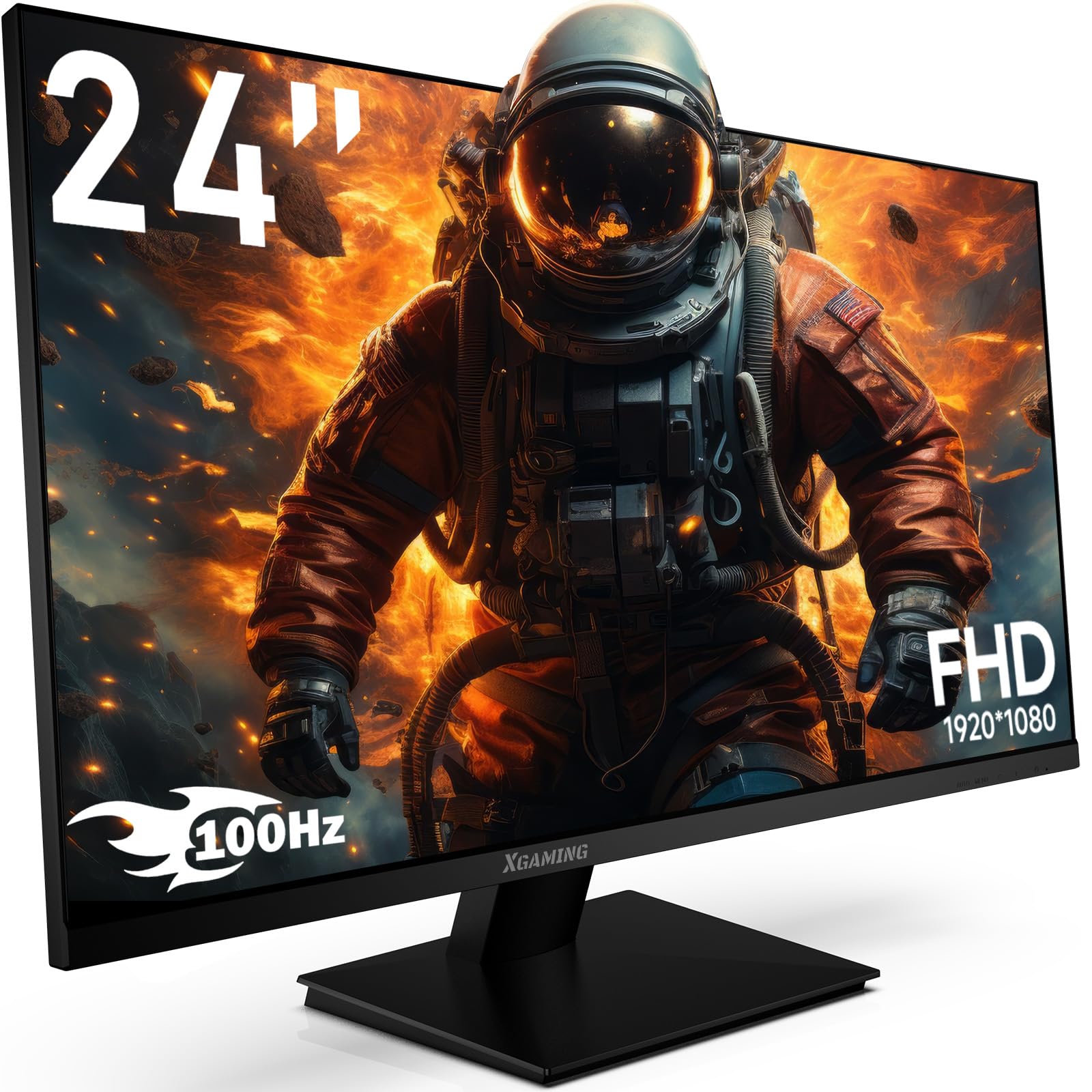 24 Inch FHD 1080P Ultra Wide 100Hz Frameless Computer Monitor - 99% sRGB, Low Blue Light Eye Care, HDMI/VGA Ports with Built-in Speakers - VESA Mount & Tilt Adjustable - Perfect for Office Work, Gaming & Home Entertainment (Black)
