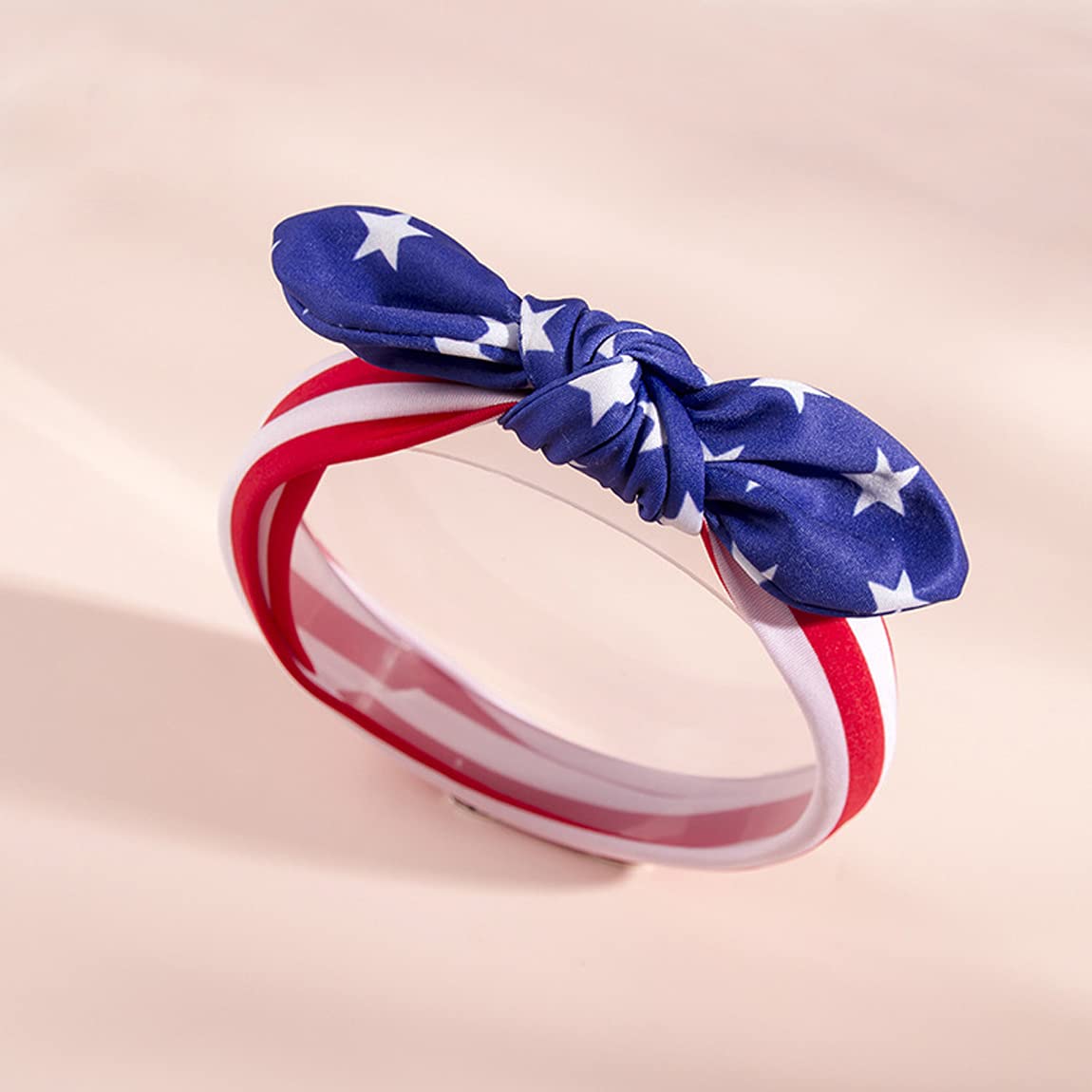 Women's Hair Band with Bow & Stripe Stars - Elastic Headband for Adults (3PCS) | 4th of July Hair Accessories | Perfect for Parties, Holidays & Everyday Wear