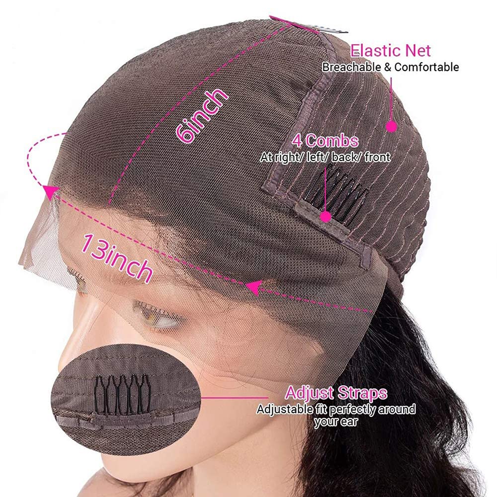 Imeya 13x6 HD Lace Front Wig - 180% Density Brazilian Virgin Human Hair Deep Wave Wig with Pre-Plucked Baby Hair & Transparent Lace - Natural Looking Curly Lace Front Wig for Black Women (14 Inch) - Perfect for Daily Wear, Special Occasions & Protective Styling