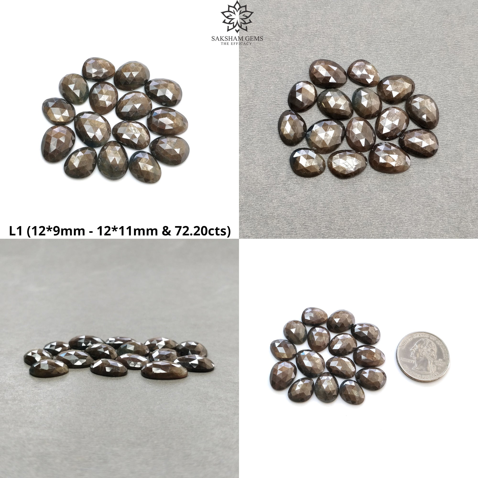 Natural Untreated Unheated Multi-Color Sapphire Gemstone - Chocolate Silver Yellow & Pink Rose Cut Egg Shape for Jewelry Making, Engagement Rings & Unique Gifts