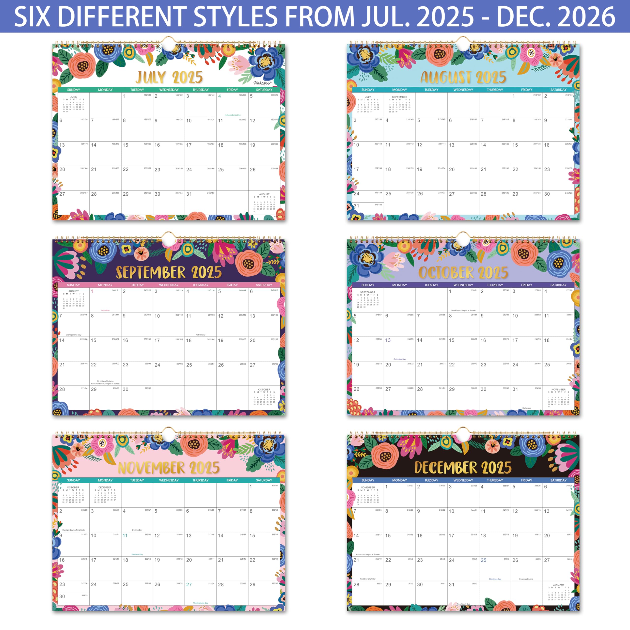 2025-2026 Monthly Wall Calendar - 18 Months (July 2025 to December 2026), 15