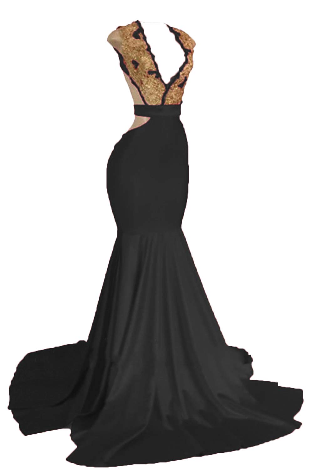 Graceprom Women's Elegant Lace Appliques Mermaid Prom Dress - V Neck Backless Long Evening Gown for Formal Events, Homecoming, Wedding Guest & Special Occasions