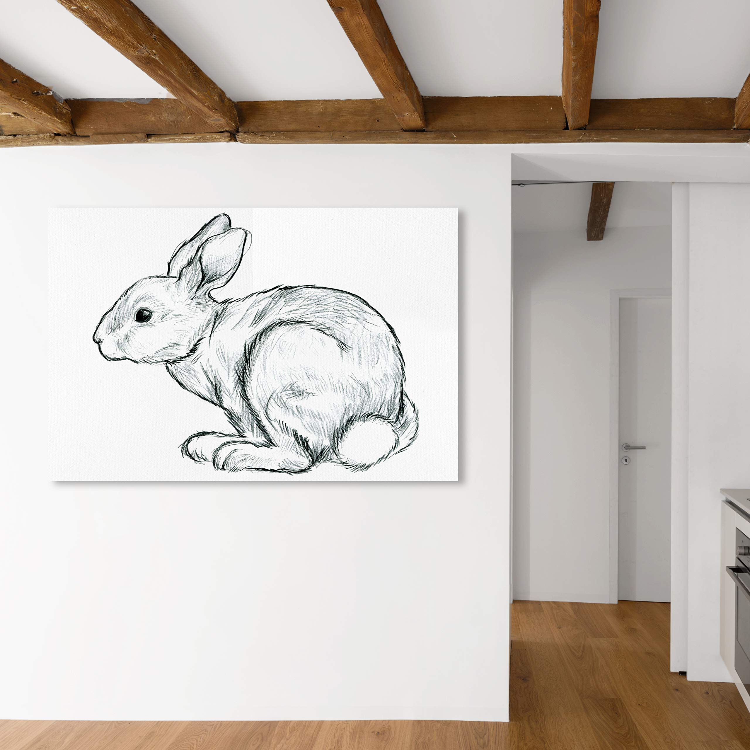 Sketchy Hare Wall Art Canvas Print - 45