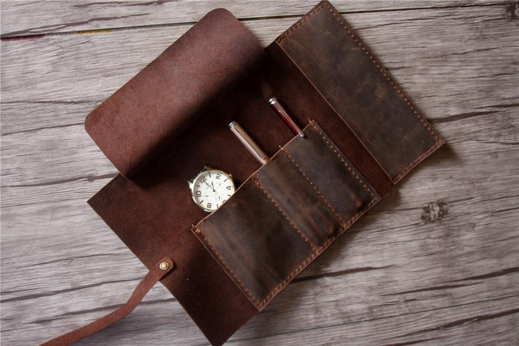 Personalized Leather Pencil Case - Custom Name Pen Holder for School, Office & Travel - Durable Zipper Pouch for Writing Utensils, Art Supplies & Stationery Organization
